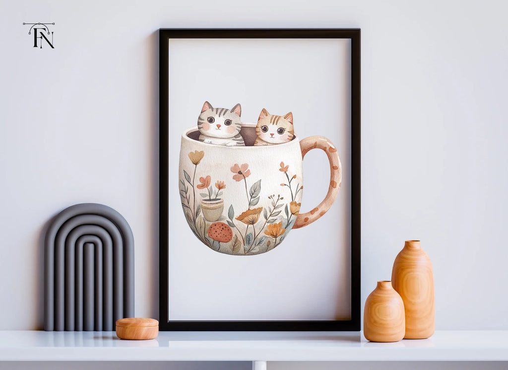 Kittens in Mugs Clipart Bundle