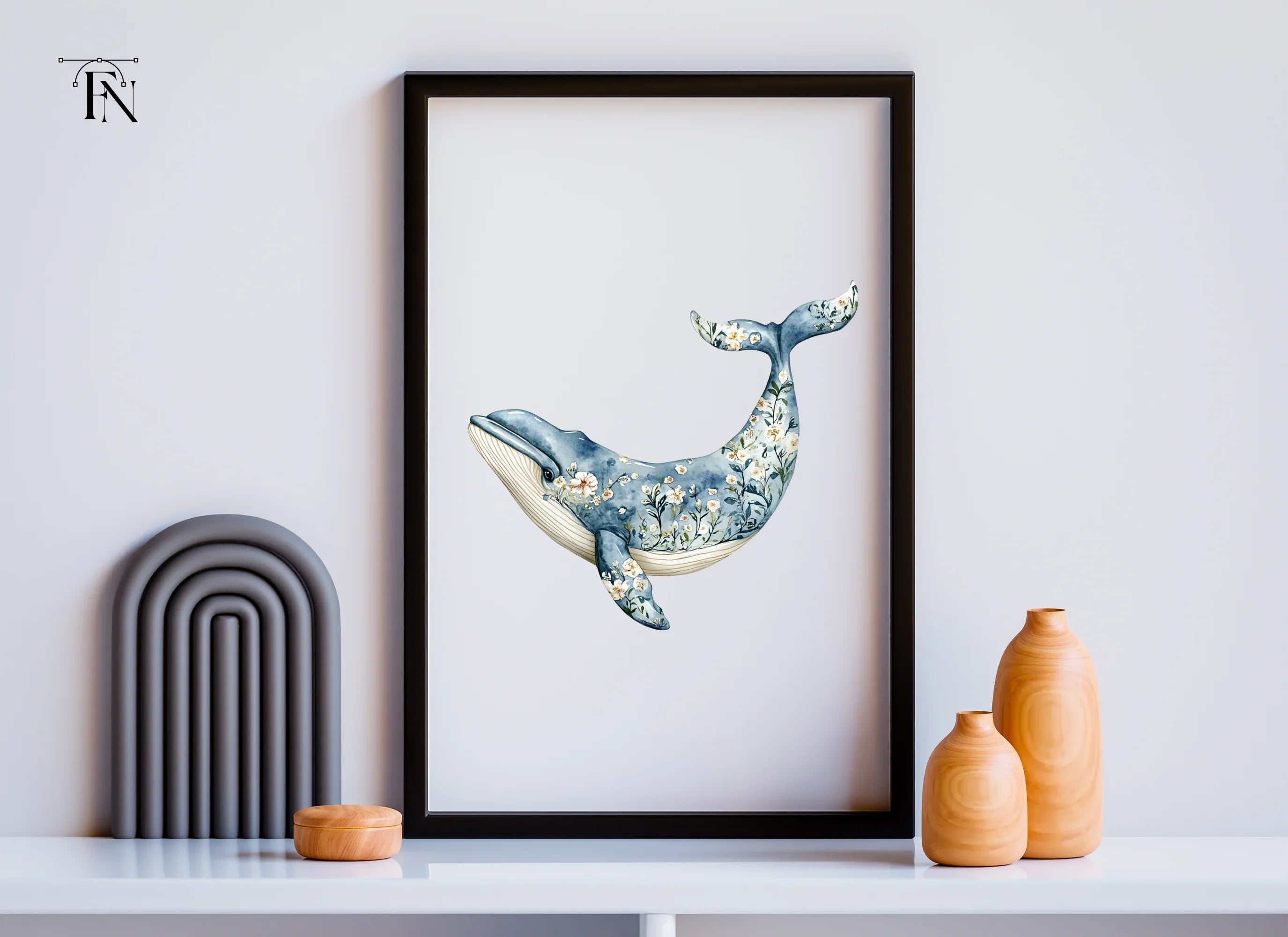 Whale and Wildflower Clipart Bundle