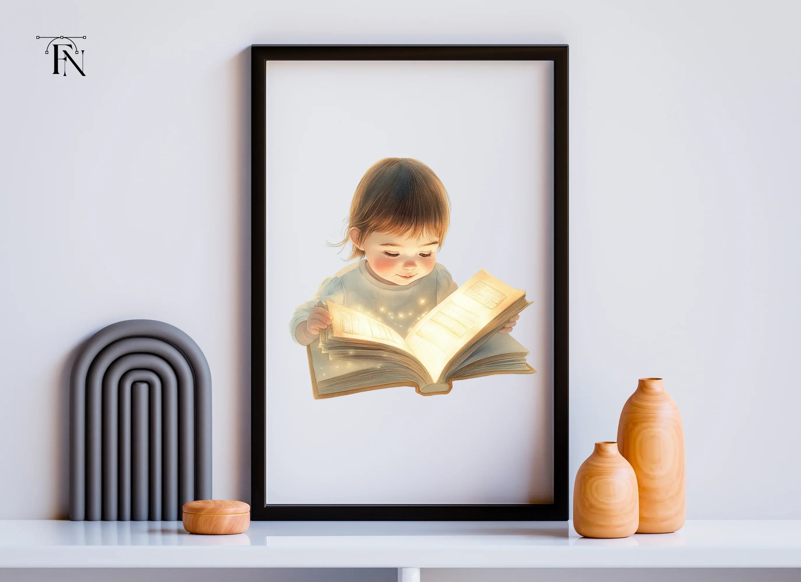 Cute Baby Girl Reading Magical Book Clipart Bundle