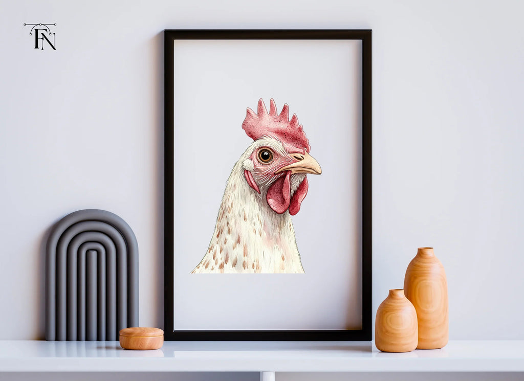 White Chicken Head Clipart Bundle