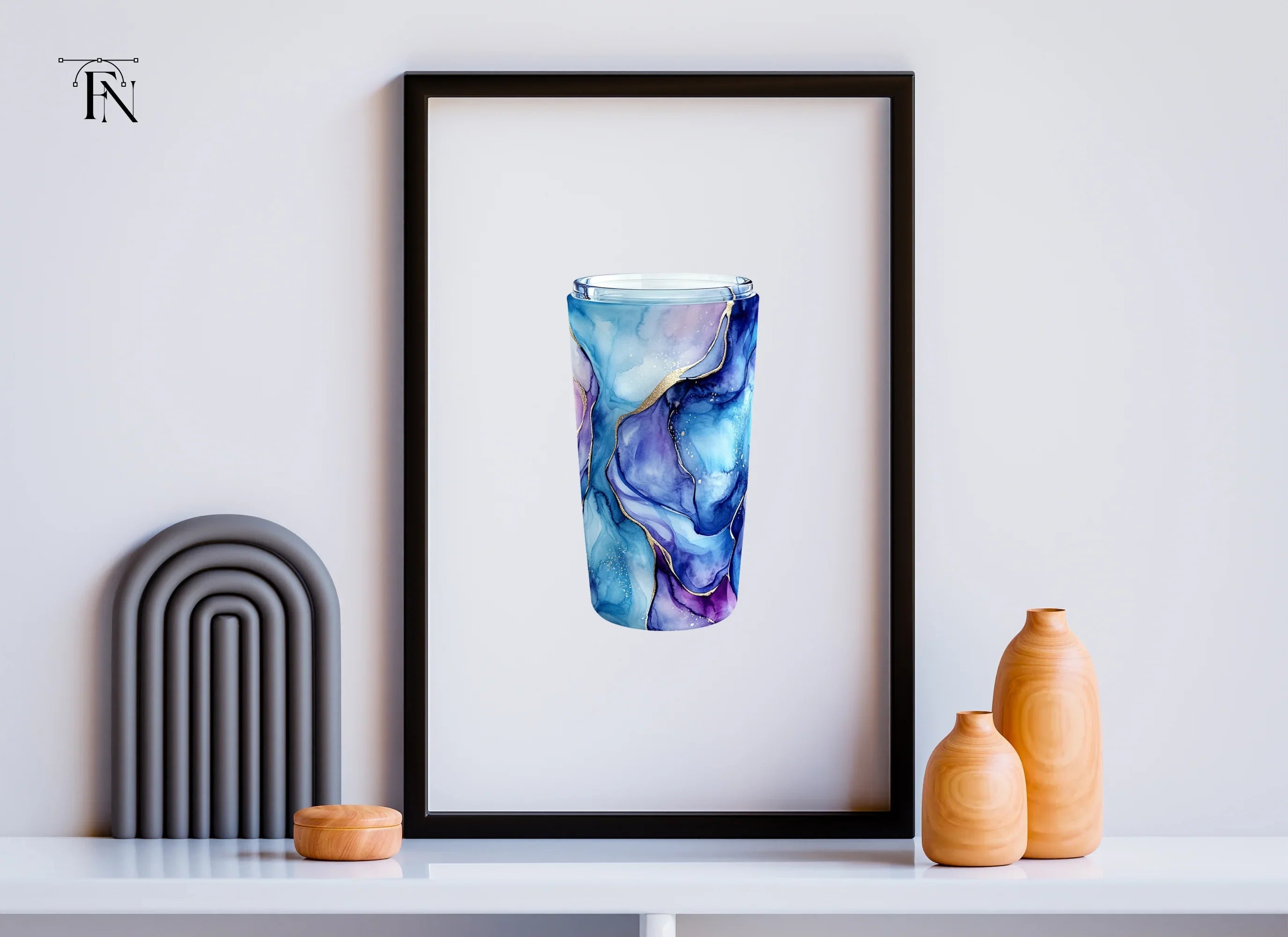 Alcohol Ink Tumbler Clipart Bundle