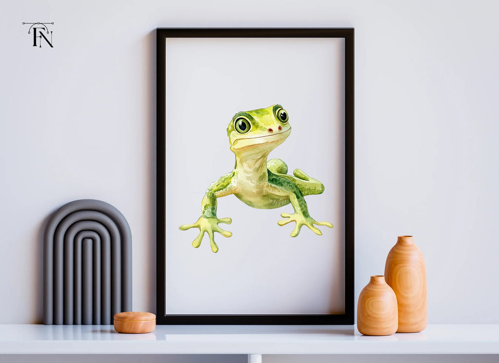 Cute Green Gecko Lizard Clipart Bundle