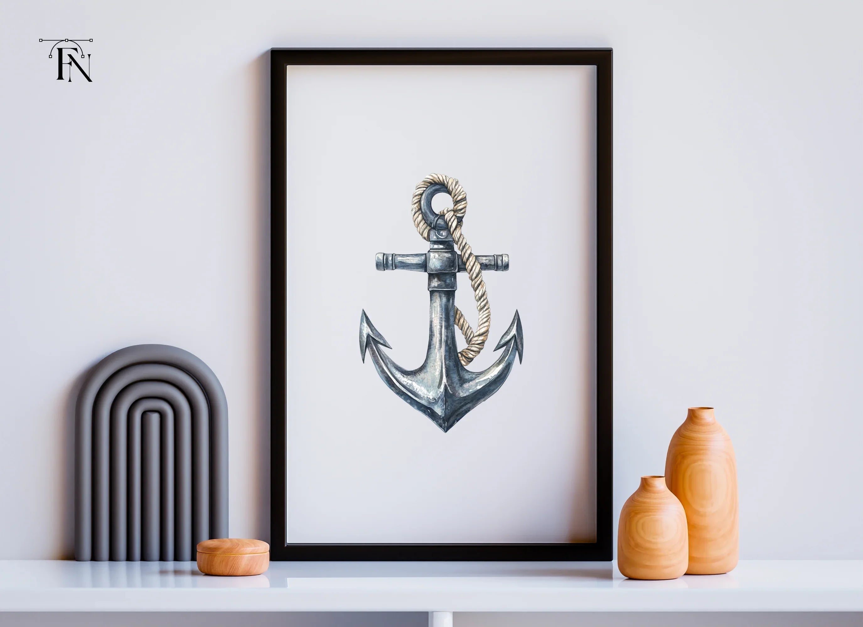 Rope Wrapped Anchor Clipart Bundle