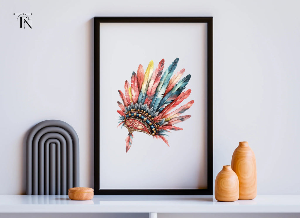 Colorful Native American Headdress Clipart Bundle