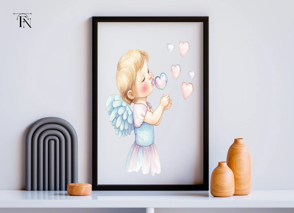 Angels Blowing Heart Bubbles Clipart Bundle