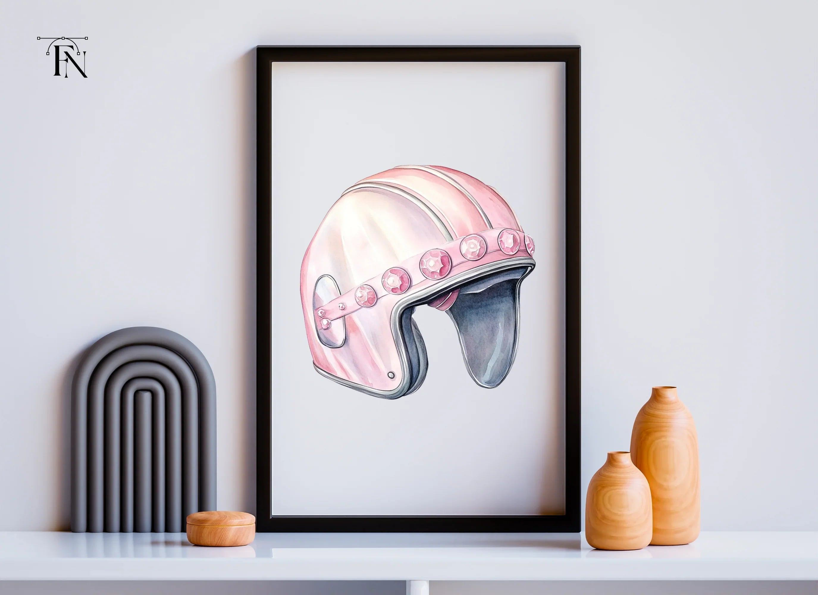 Stylish Pink Helmet with Jewels Clipart Bundle