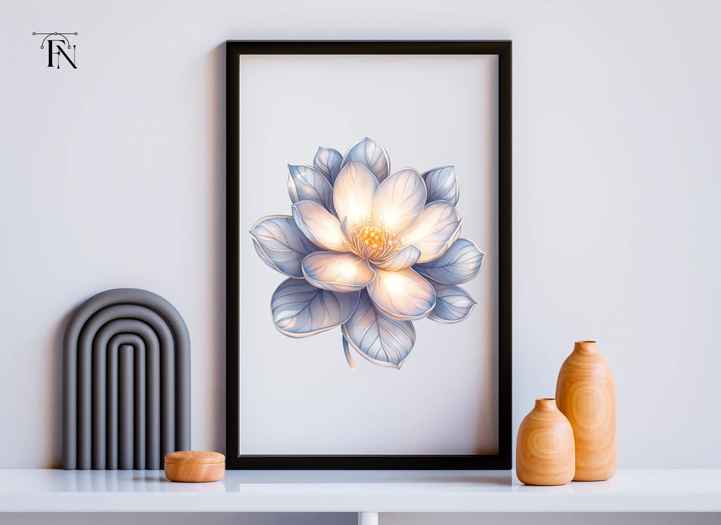 Elegant White Lotus Flower Clipart Bundle