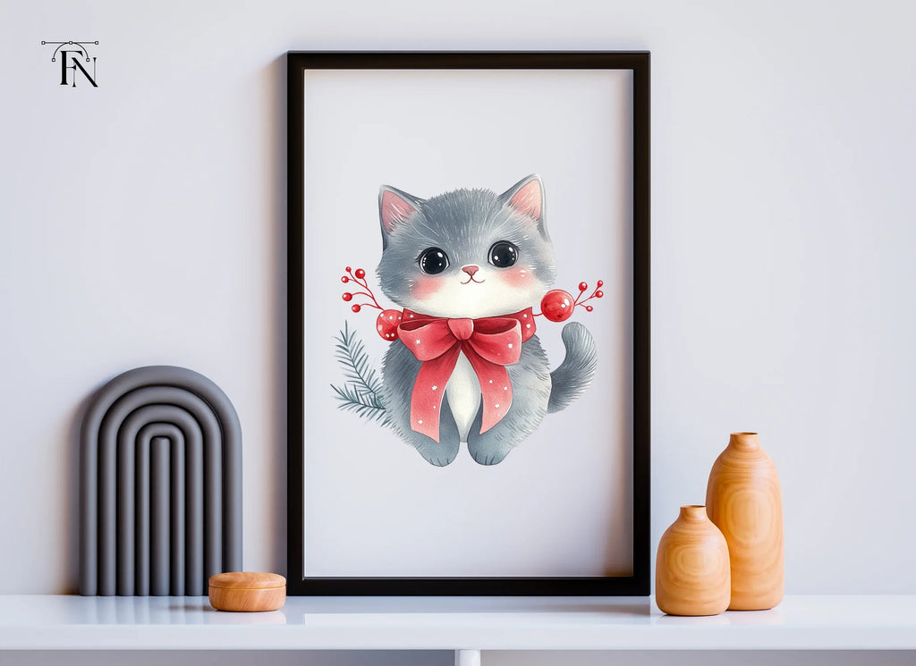 Cute Christmas Kittens Clipart Bundle