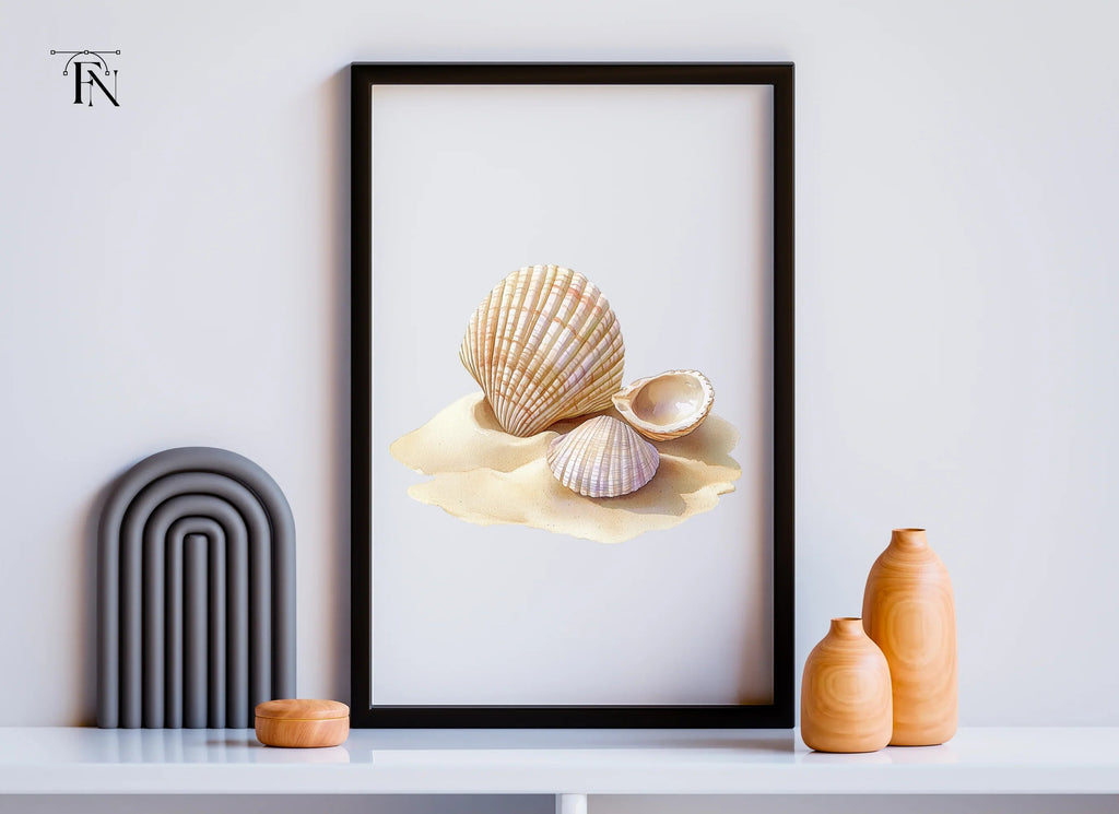 Beautiful Seashells on Sand Clipart Bundle