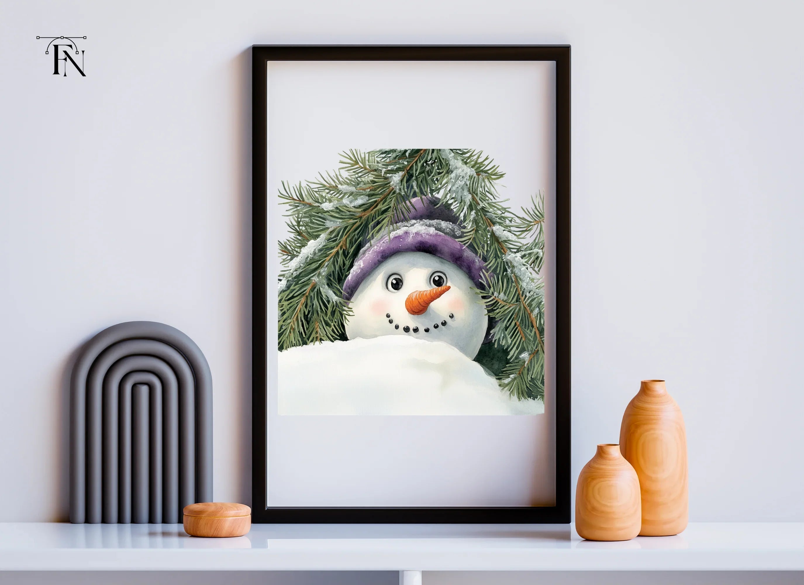 Cute Snowman Peeking Winter Clipart Bundle
