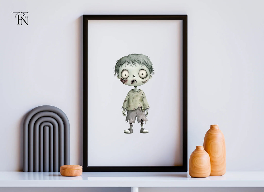 Cute Zombie Kids Halloween Clipart Bundle
