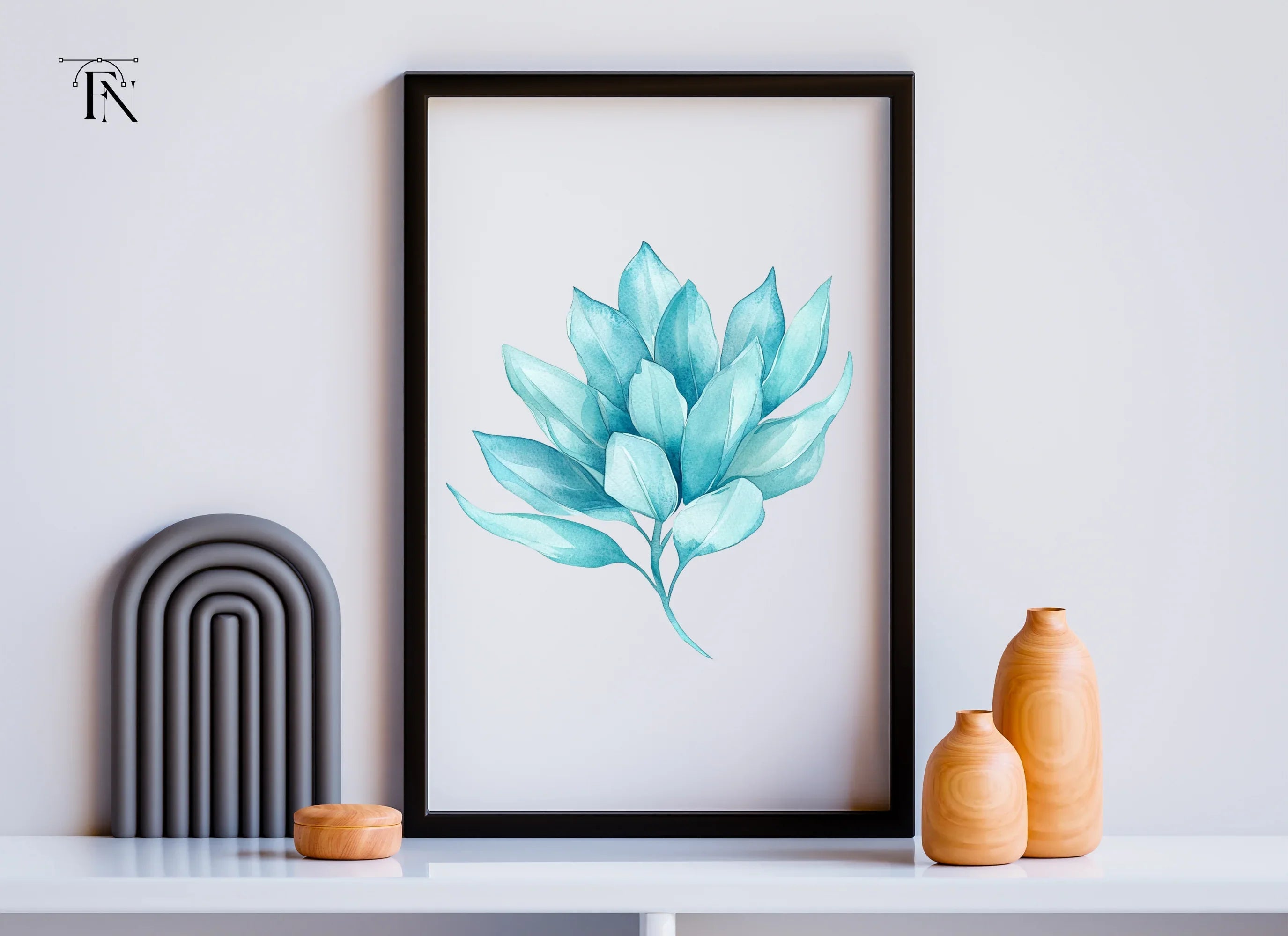 Blue Leaves Branch Clipart Bundle