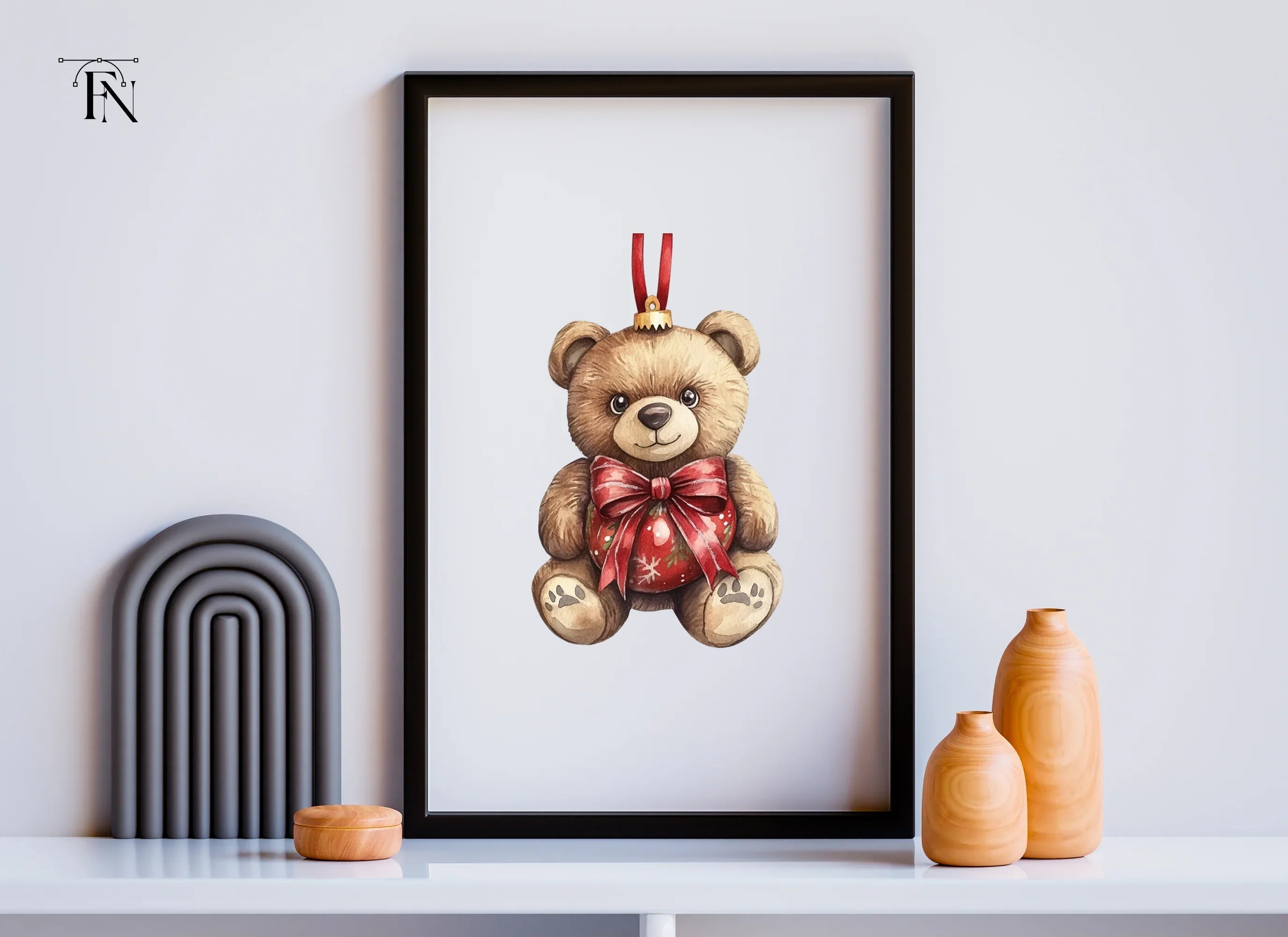 Festive Teddy Bear Christmas Decoration Clipart Bundle