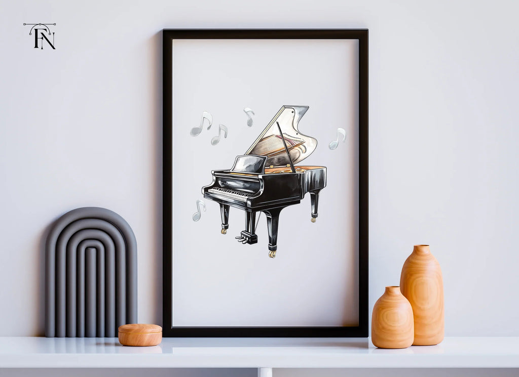 Grand Pianos with Music Notes Clipart Bundle