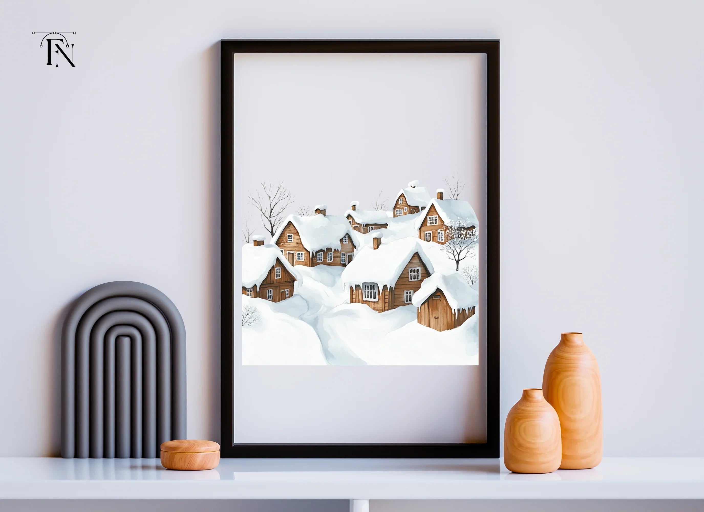 Rustic Winter Village Clipart Bundle