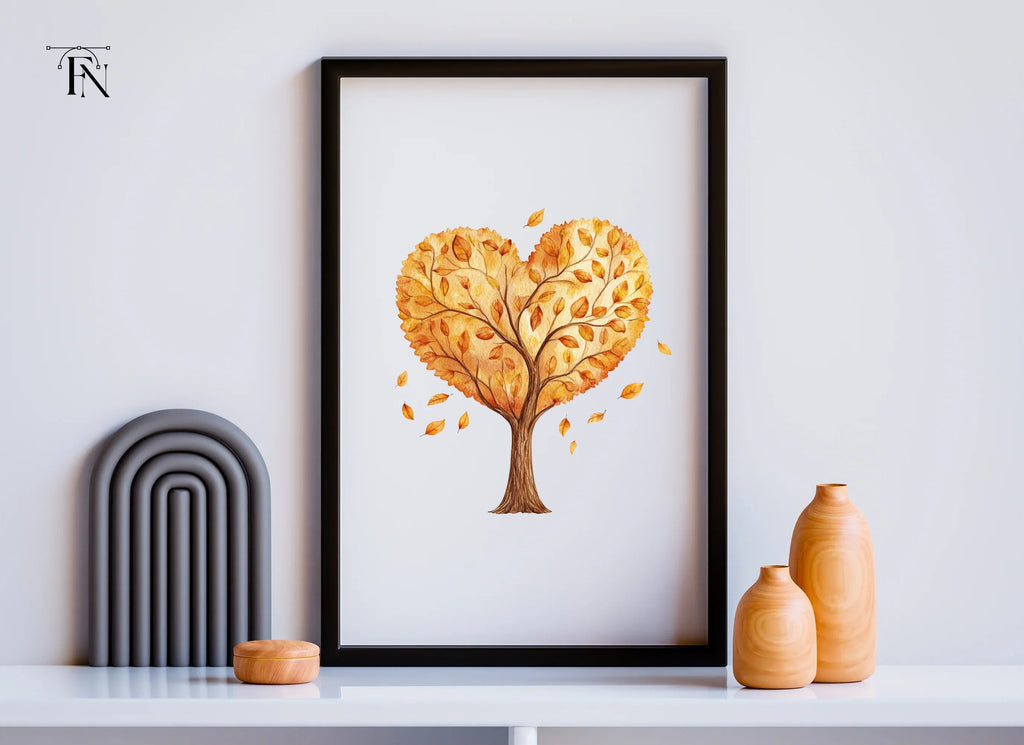 Autumn Heart Tree Clipart Bundle
