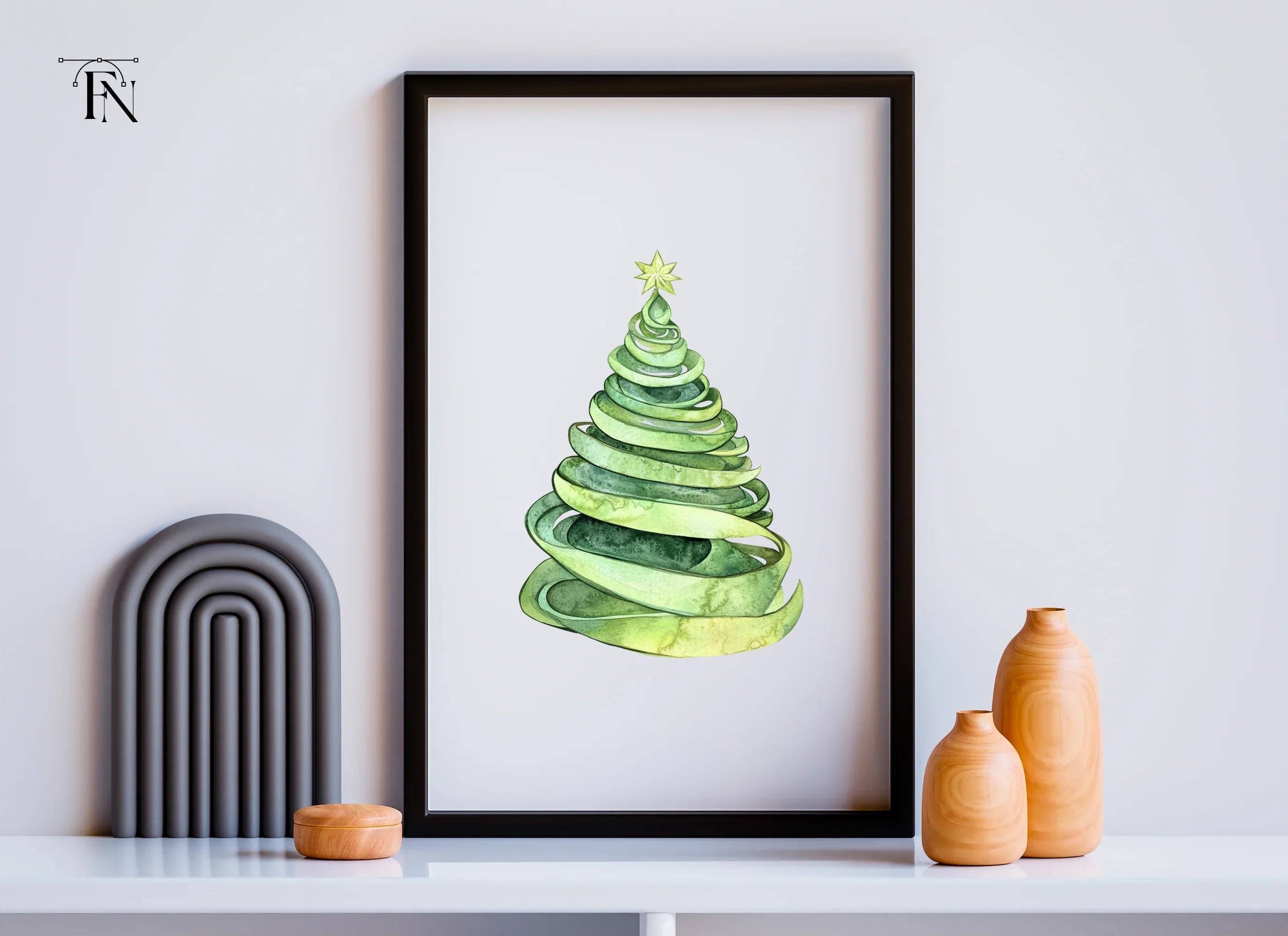 Ribbon Christmas Tree Clipart Bundle