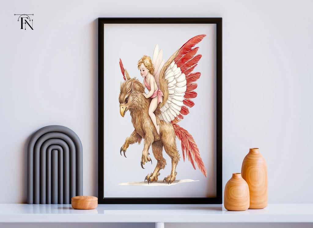 Adorable Cupid Riding Griffin Clipart Bundle