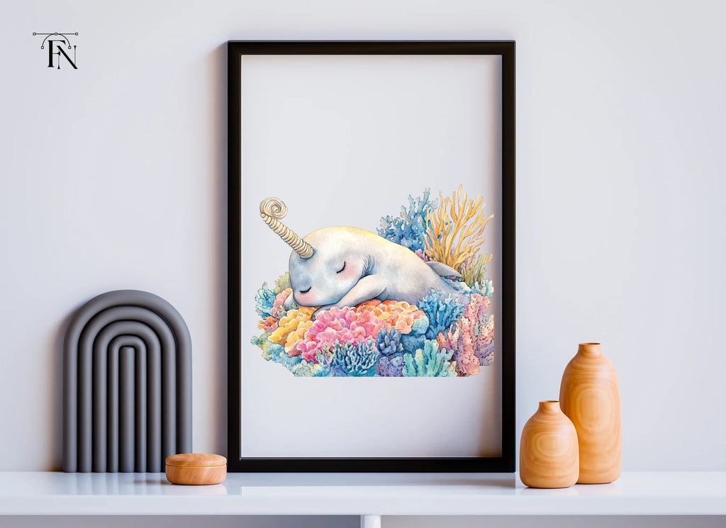 Sleeping Narwhal in Coral Reef Clipart Bundle