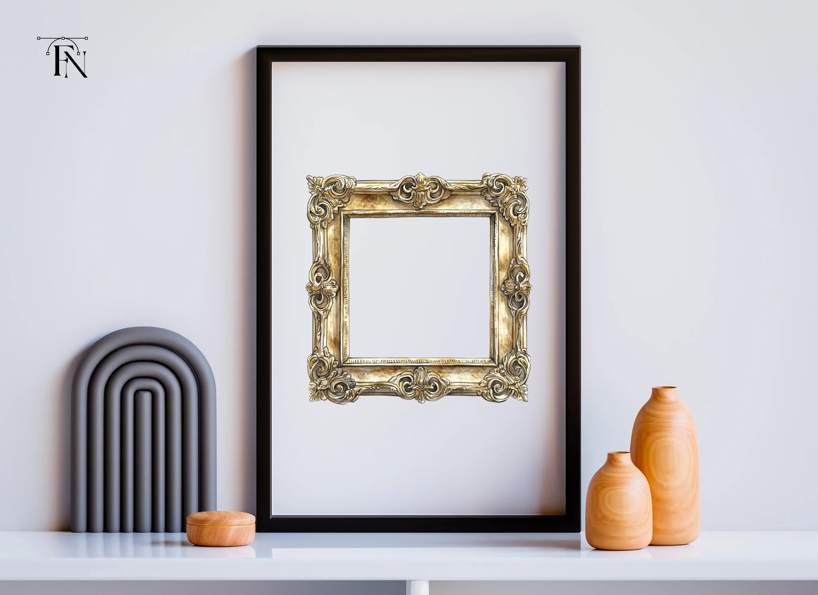 Elegant Gold Ornate Frames Clipart Bundle
