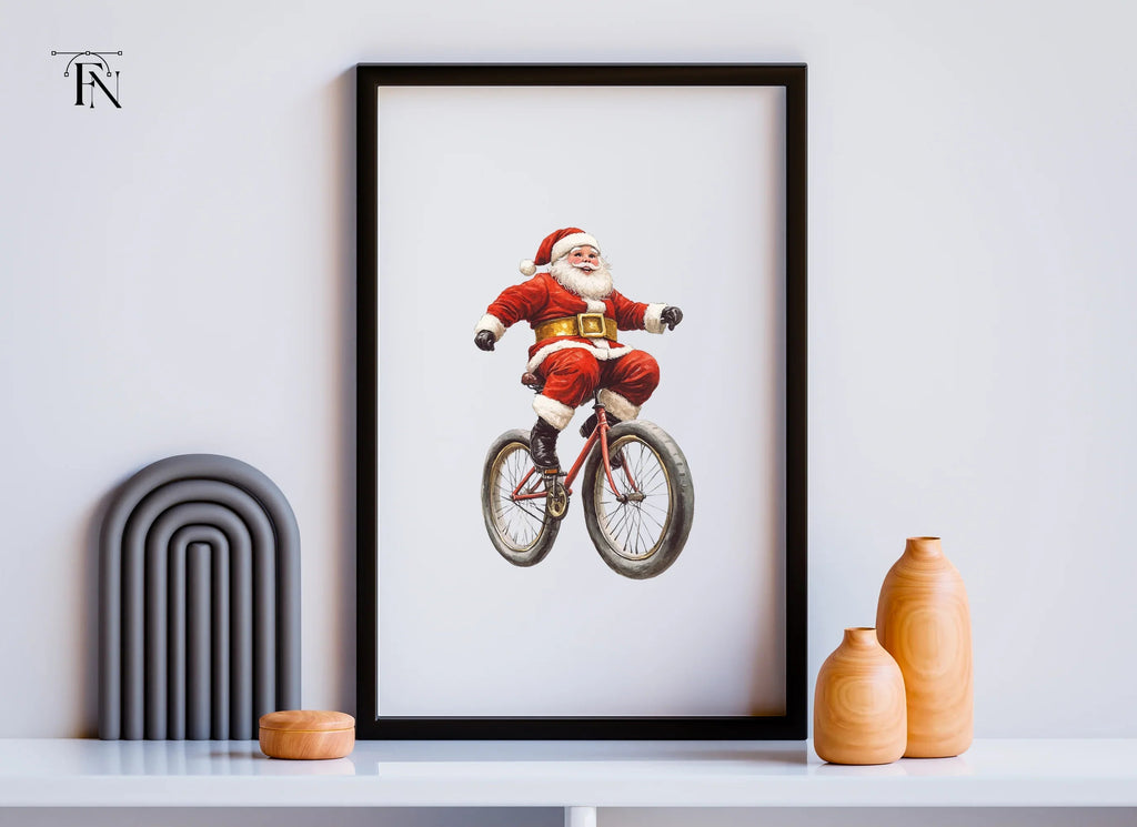 Santa Claus Riding Bicycle Clipart Bundle