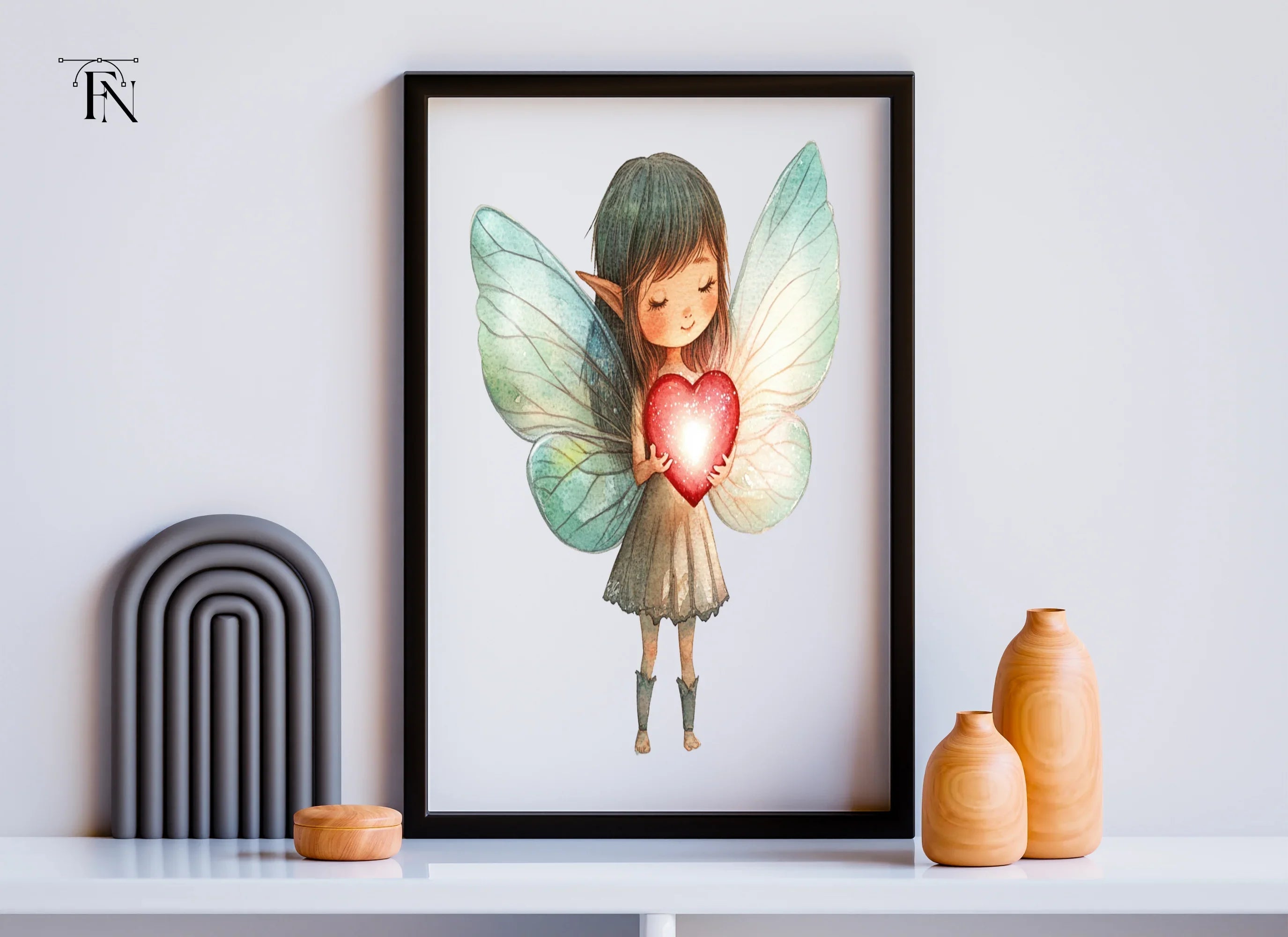 Cute Fairies with Glowing Hearts Clipart Bundle