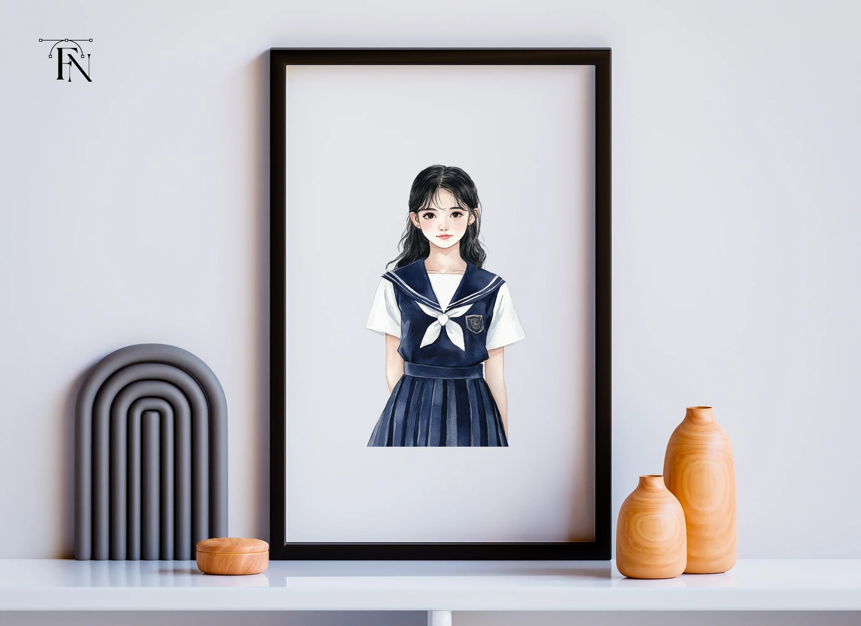 Japanese School Girl Uniform Clipart Bundle
