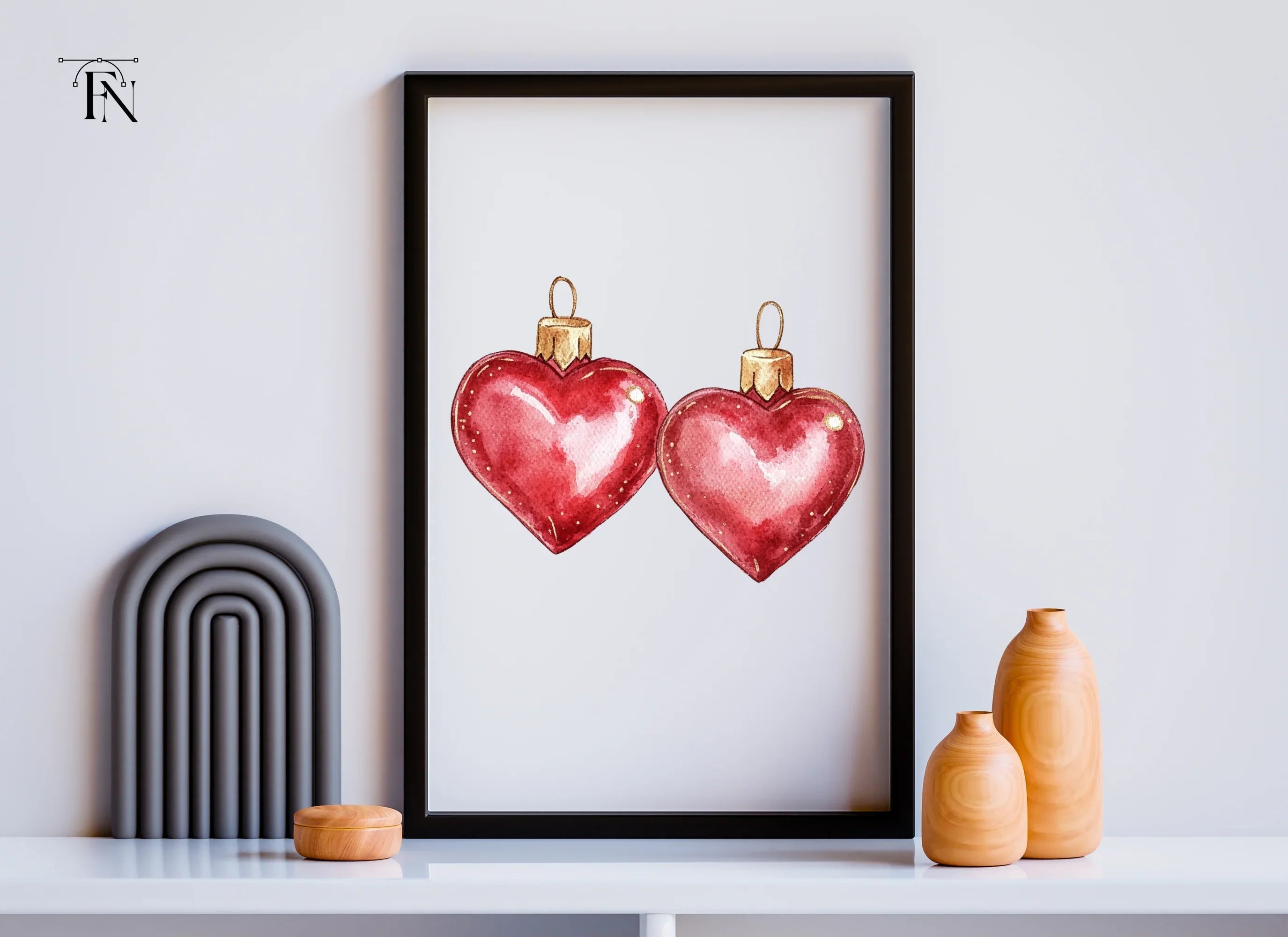 Heart Christmas Ornaments Clipart Bundle