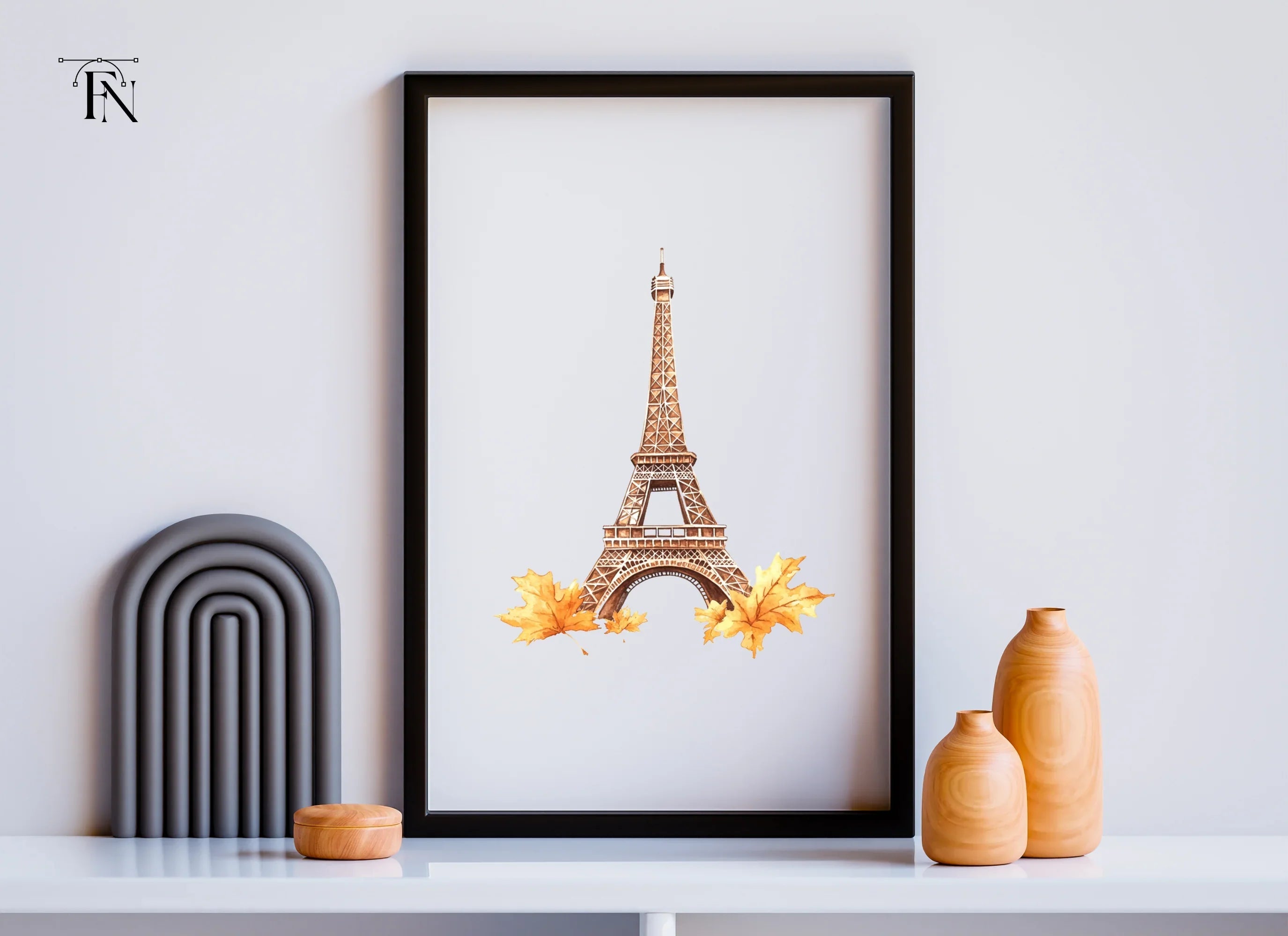 Eiffel Tower Autumn Leaves Clipart Bundle