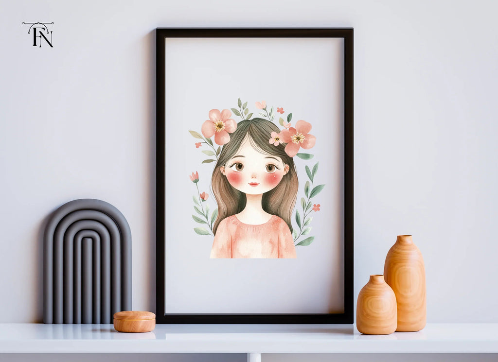 Cute Girls with Flowers Clipart Bundle