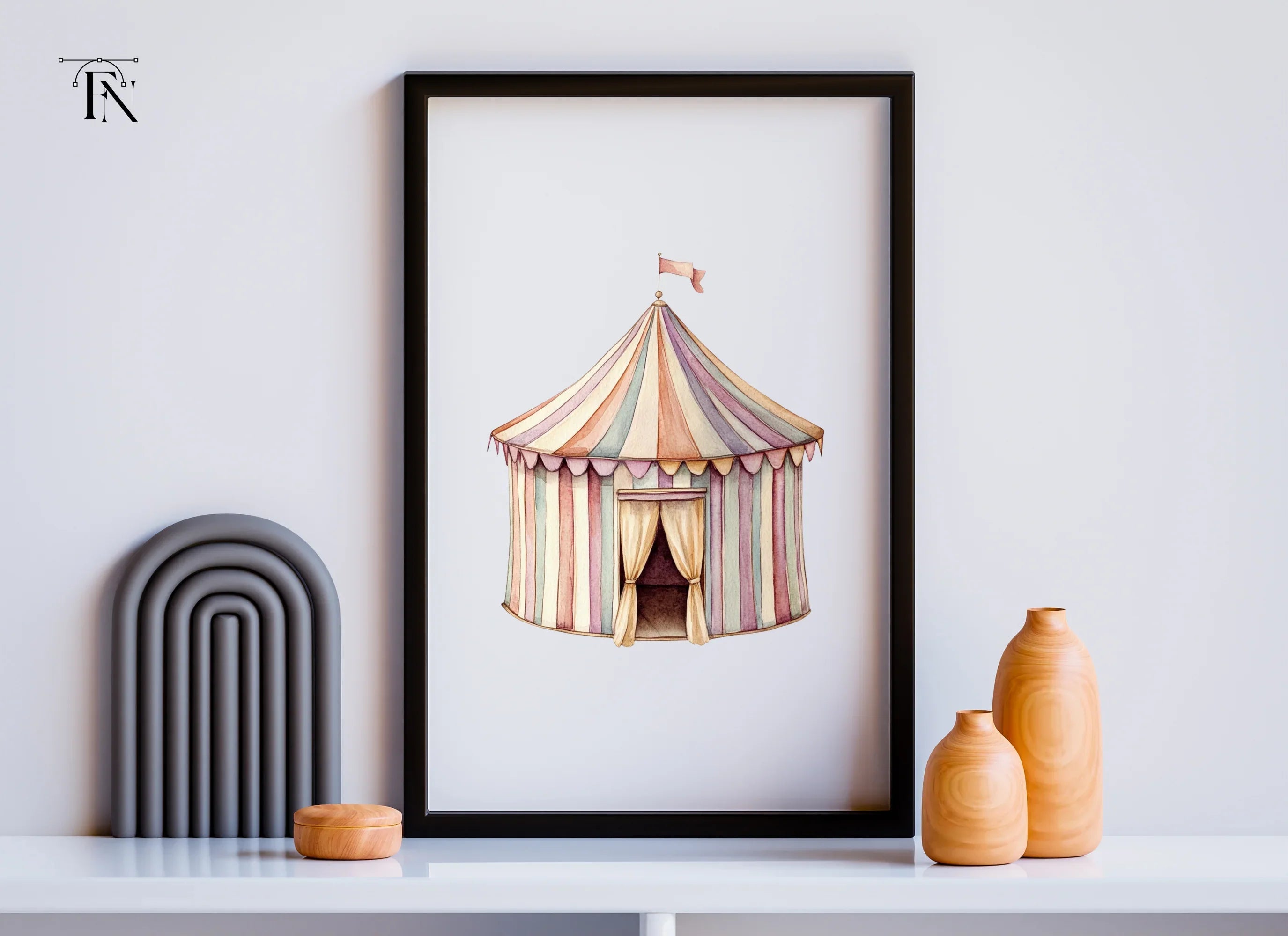Pastel Circus Tent Clipart Bundle