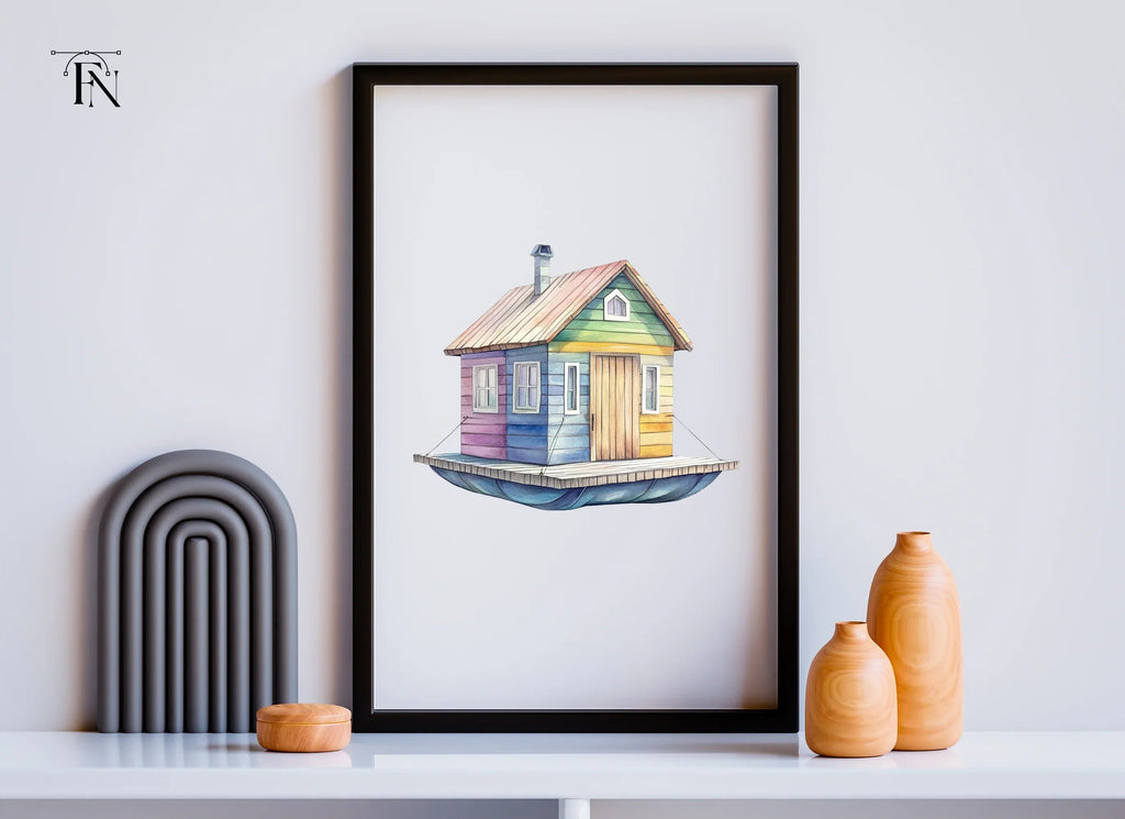 Colorful Floating House Clipart Bundle