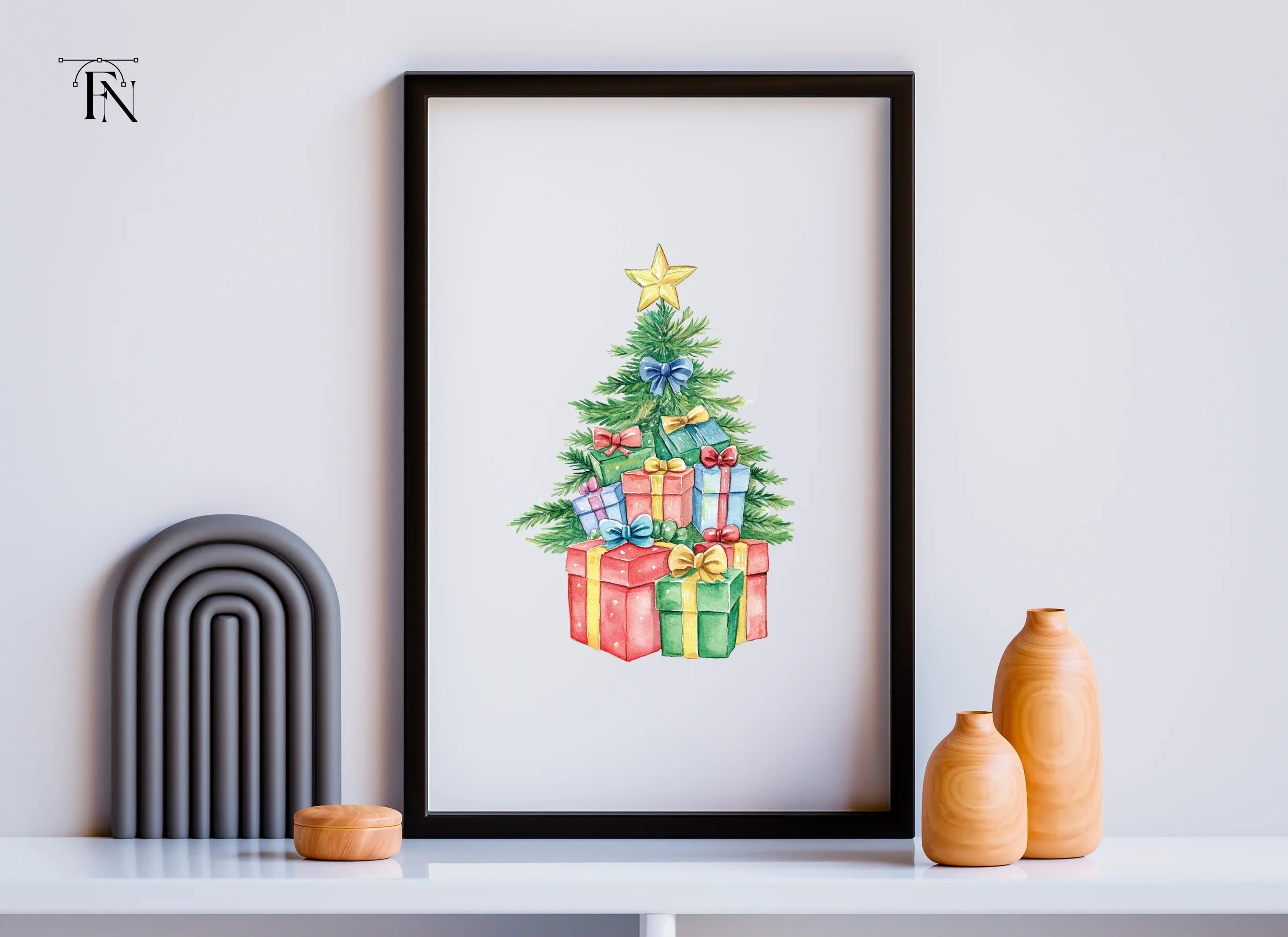 Christmas Tree with Gifts Clipart Bundle