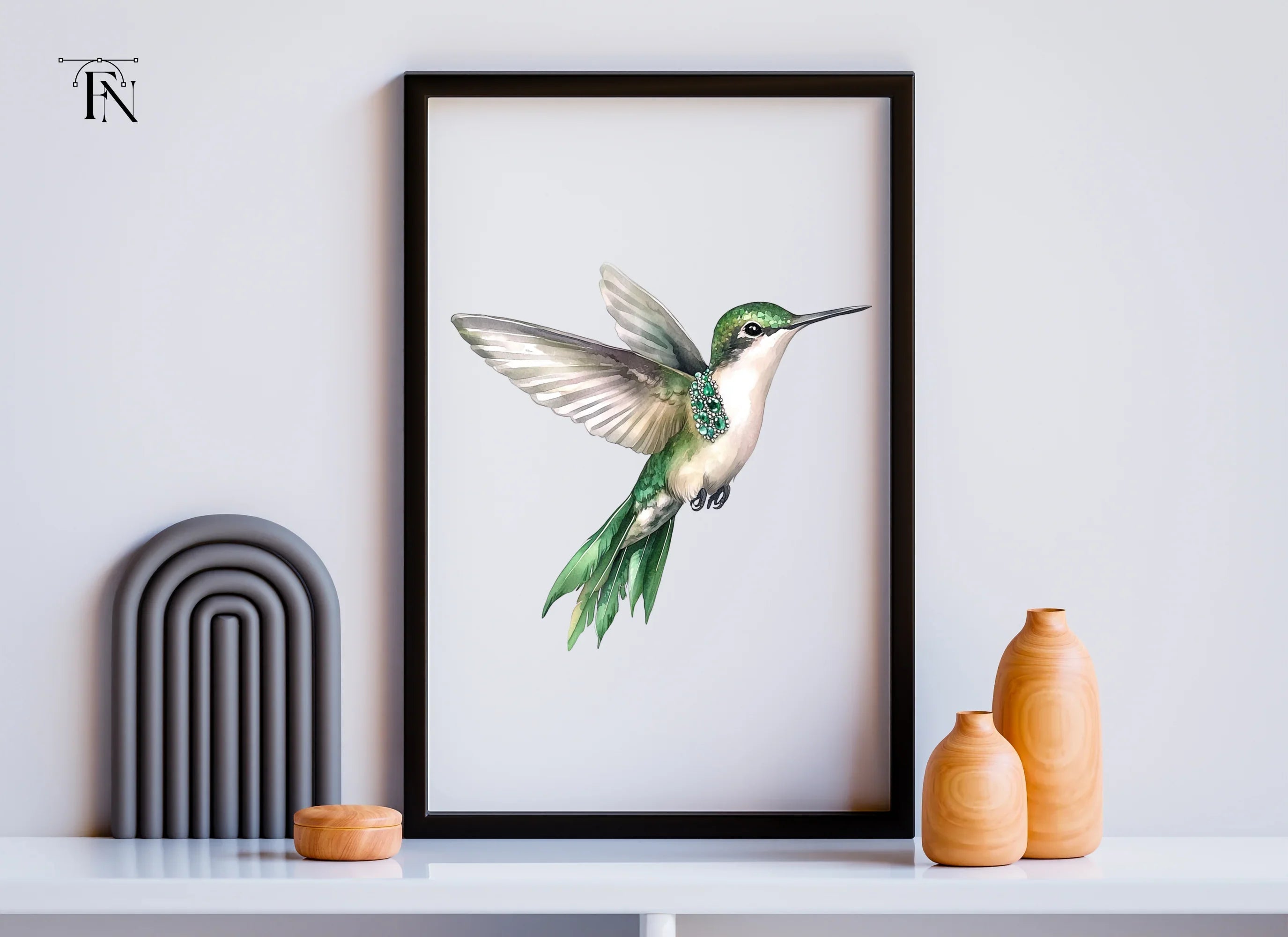 Emerald Hummingbird Clipart Bundle