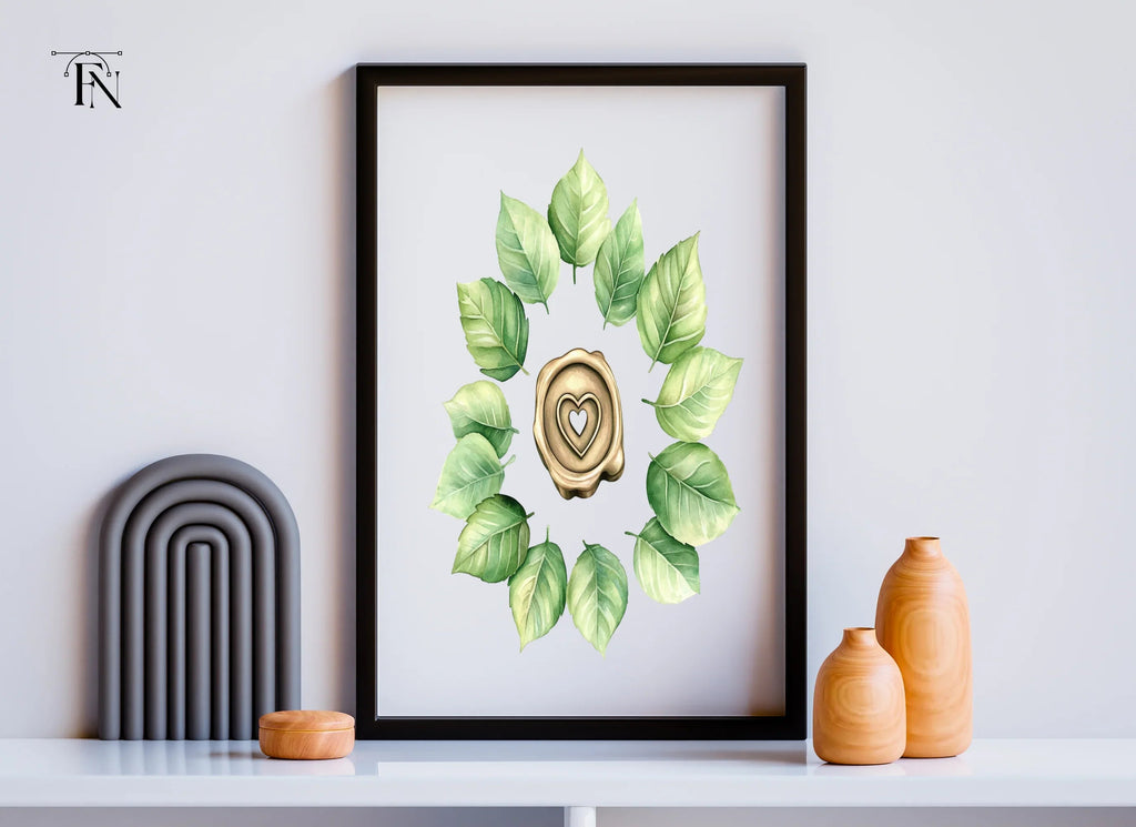 Botanical Heart Wax Seal Clipart Bundle