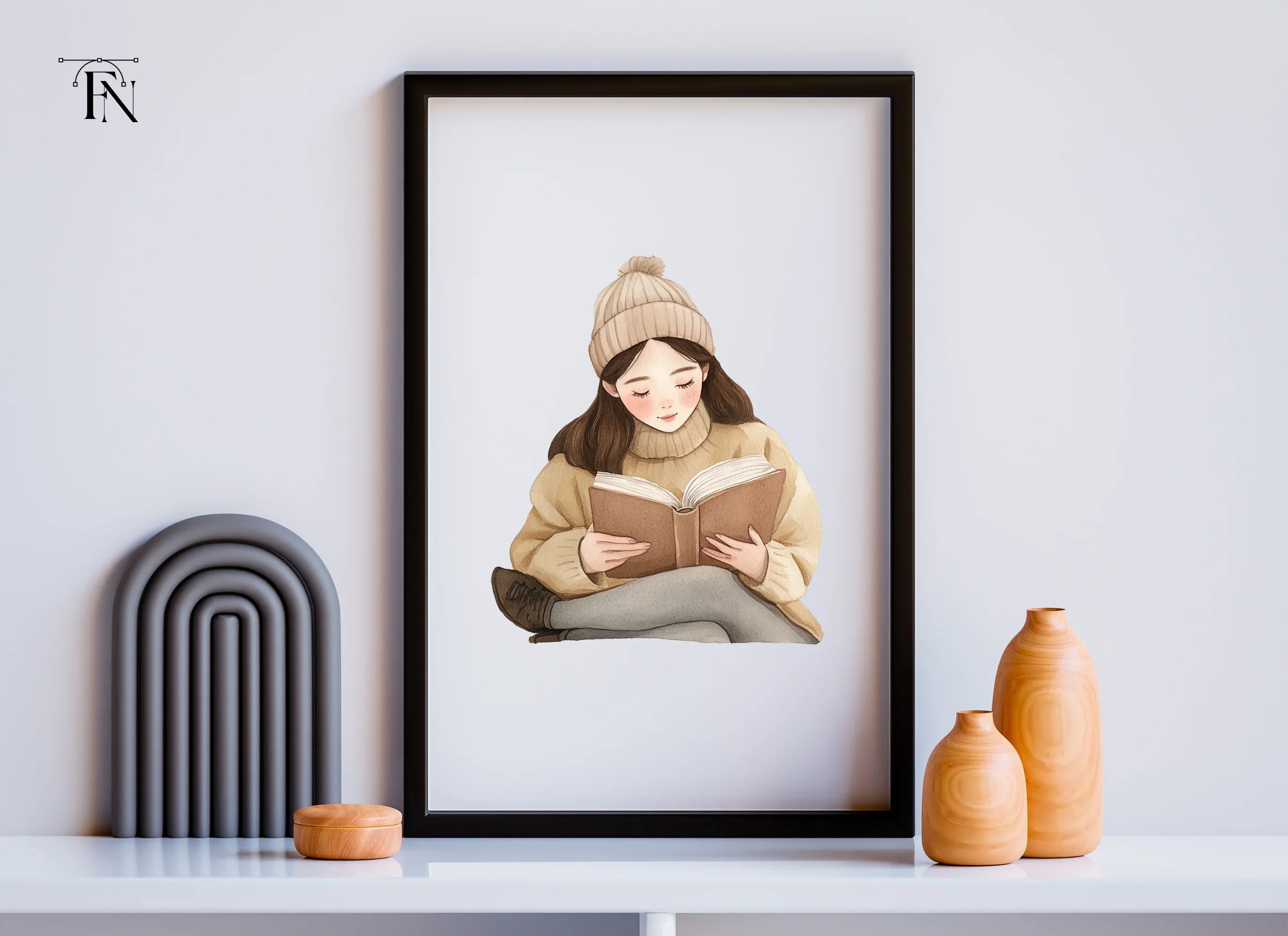 Cozy Girls Reading Books Clipart Bundle
