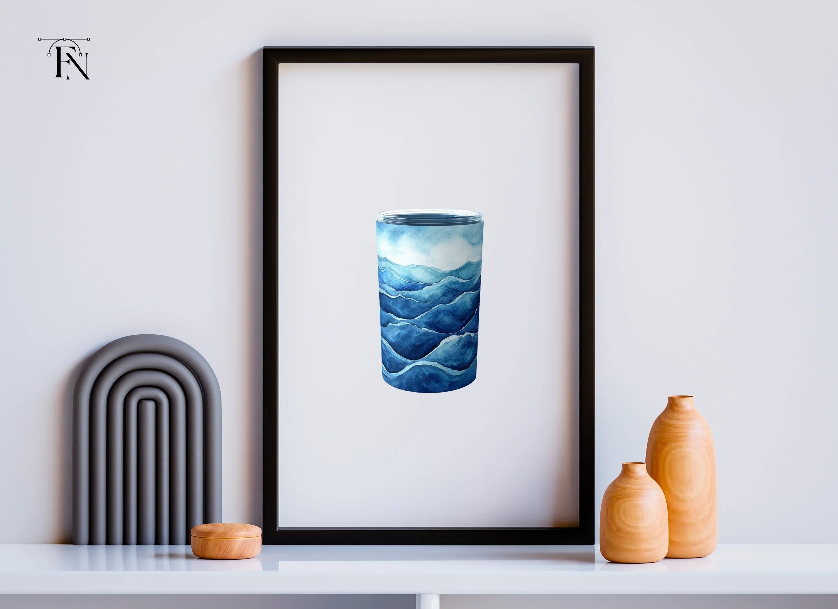 Blue Waves Glass Clipart Bundle