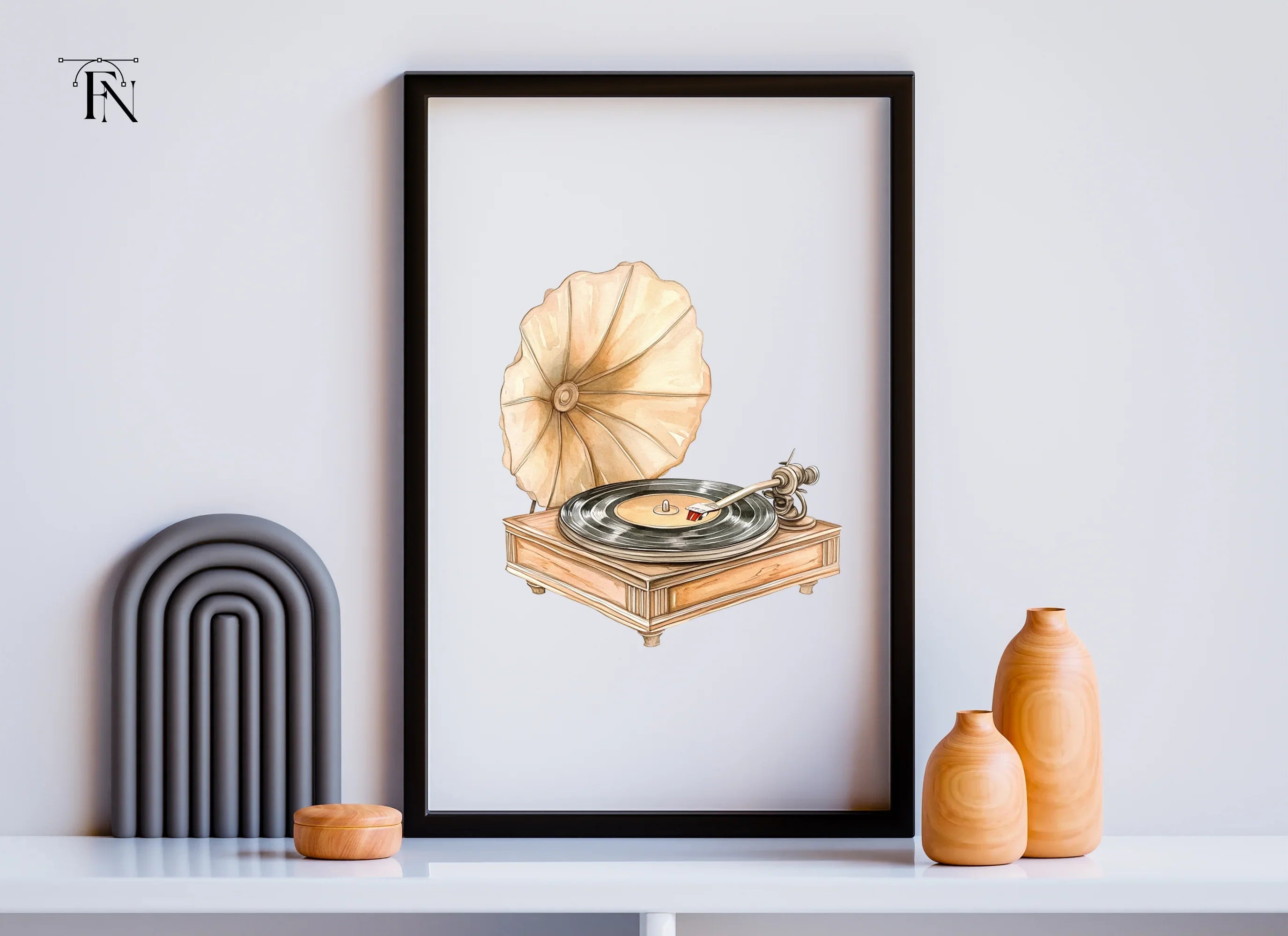 Retro Record Player Clipart Bundle