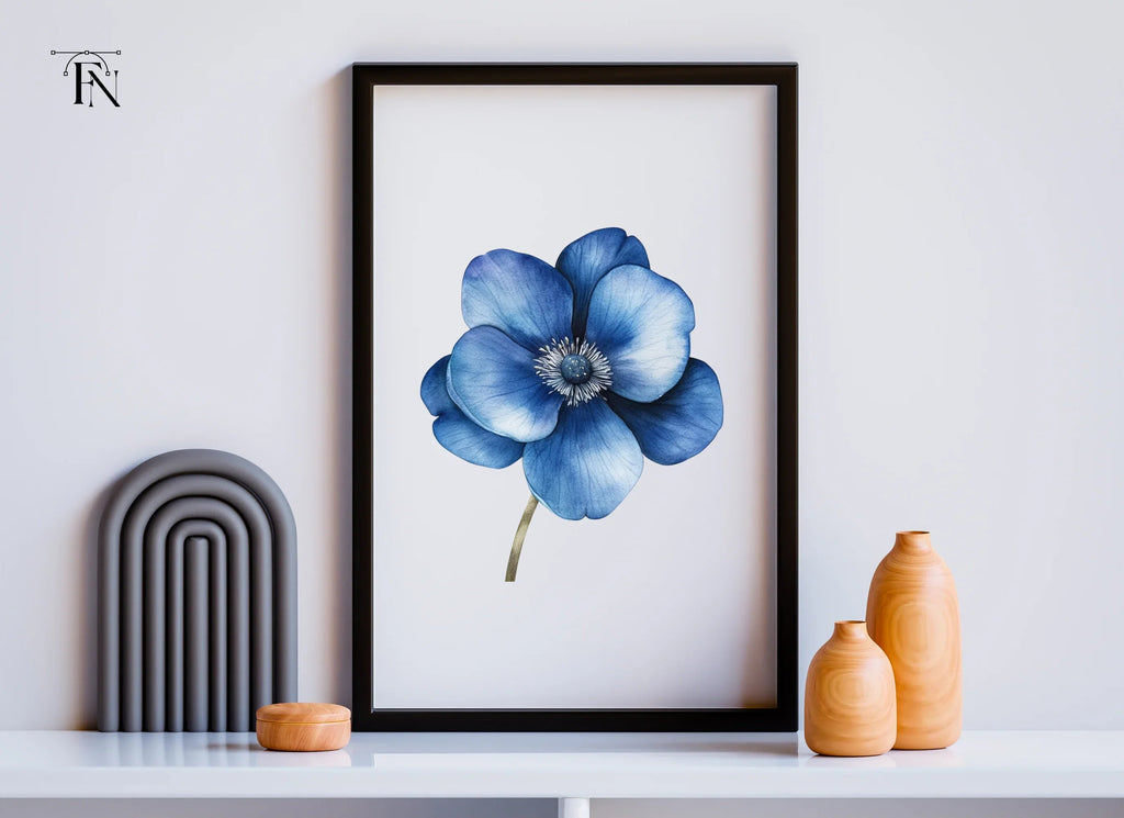 Vibrant Blue Anemone Flower Clipart Bundle