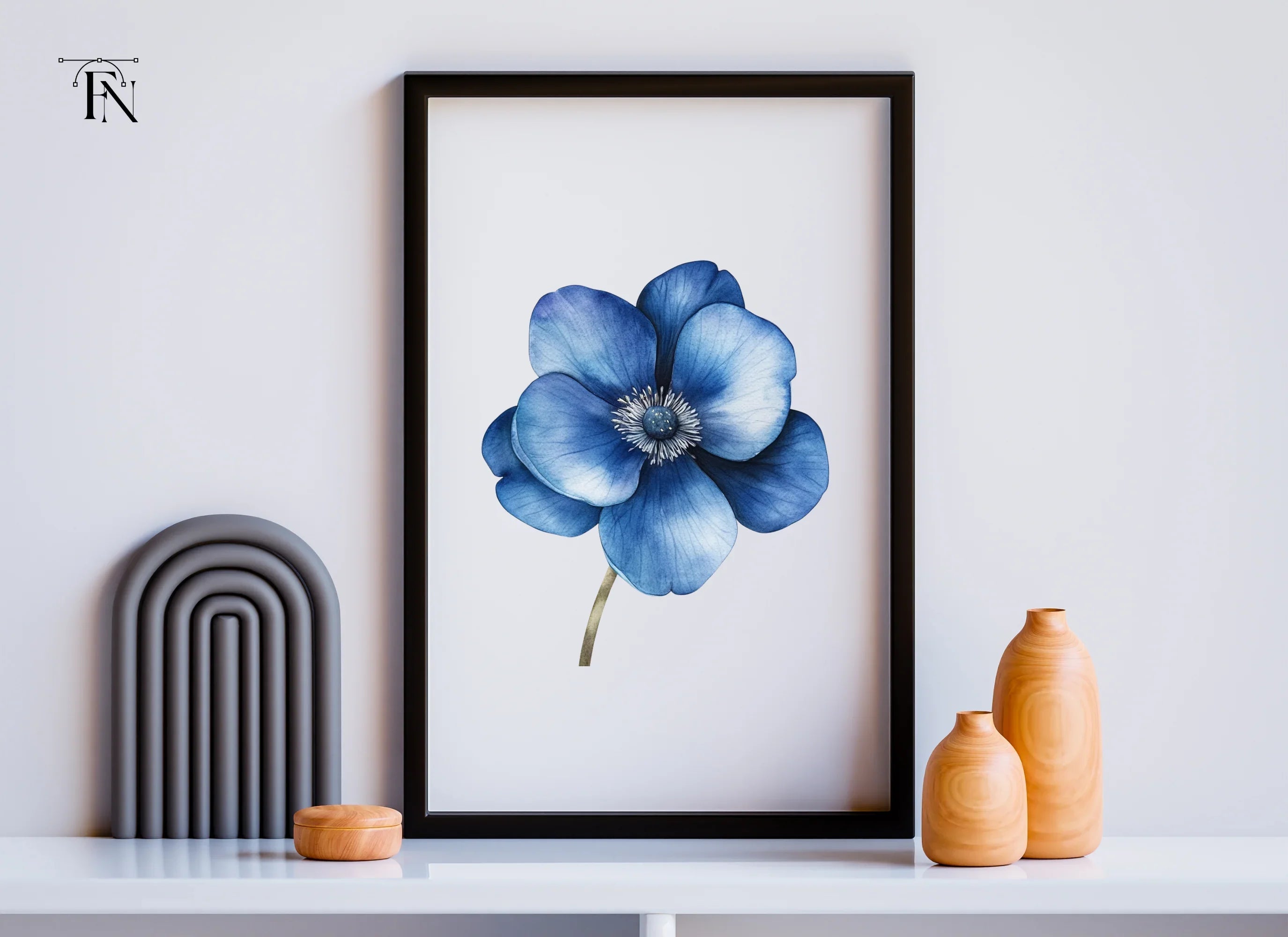 Vibrant Blue Anemone Flower Clipart Bundle