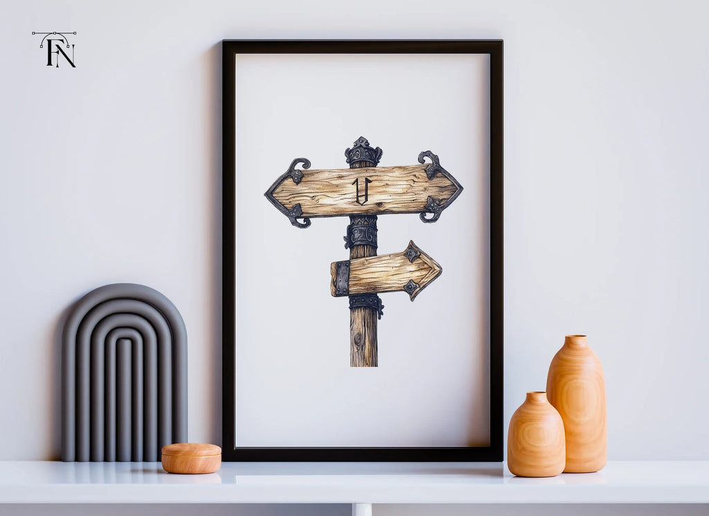 Rustic Wooden Directional Sign Clipart Bundle
