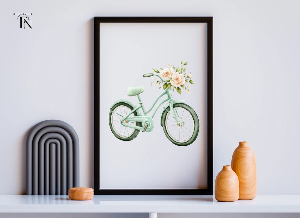 Bicycle with Peach Flowers Clipart Bundle