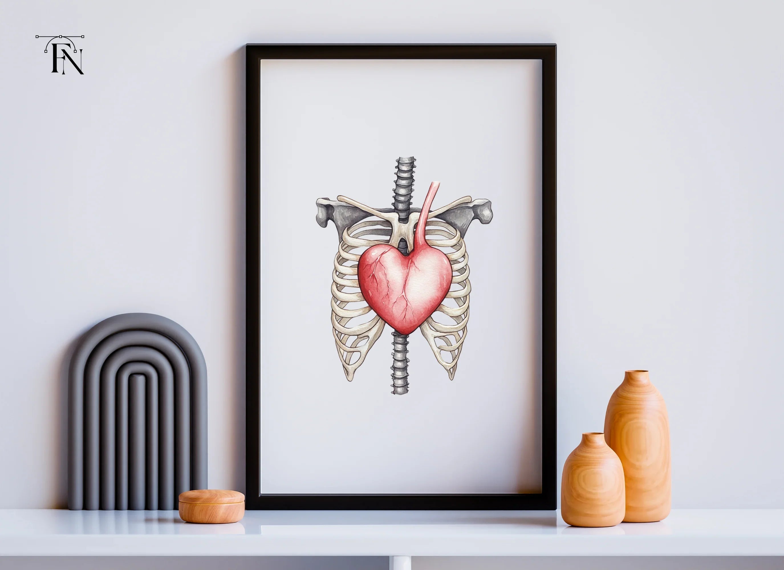 Anatomical Heart and Ribcage Clipart Bundle