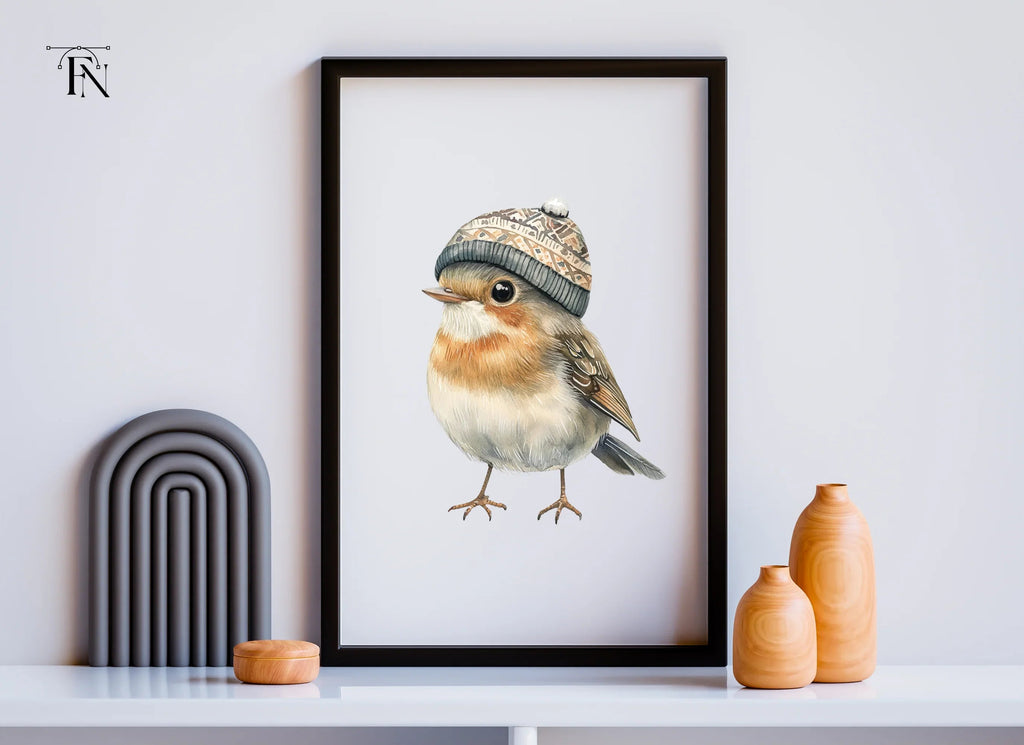Cute Bird in Winter Hat Clipart Bundle