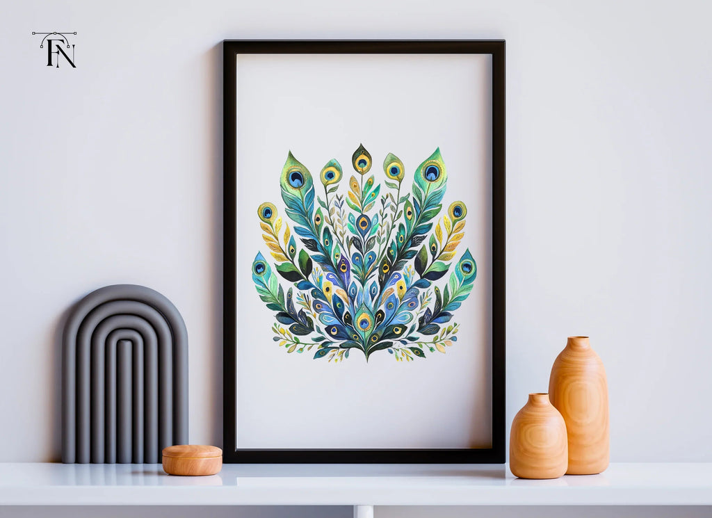 Peacock Feather Arrangement Clipart Bundle