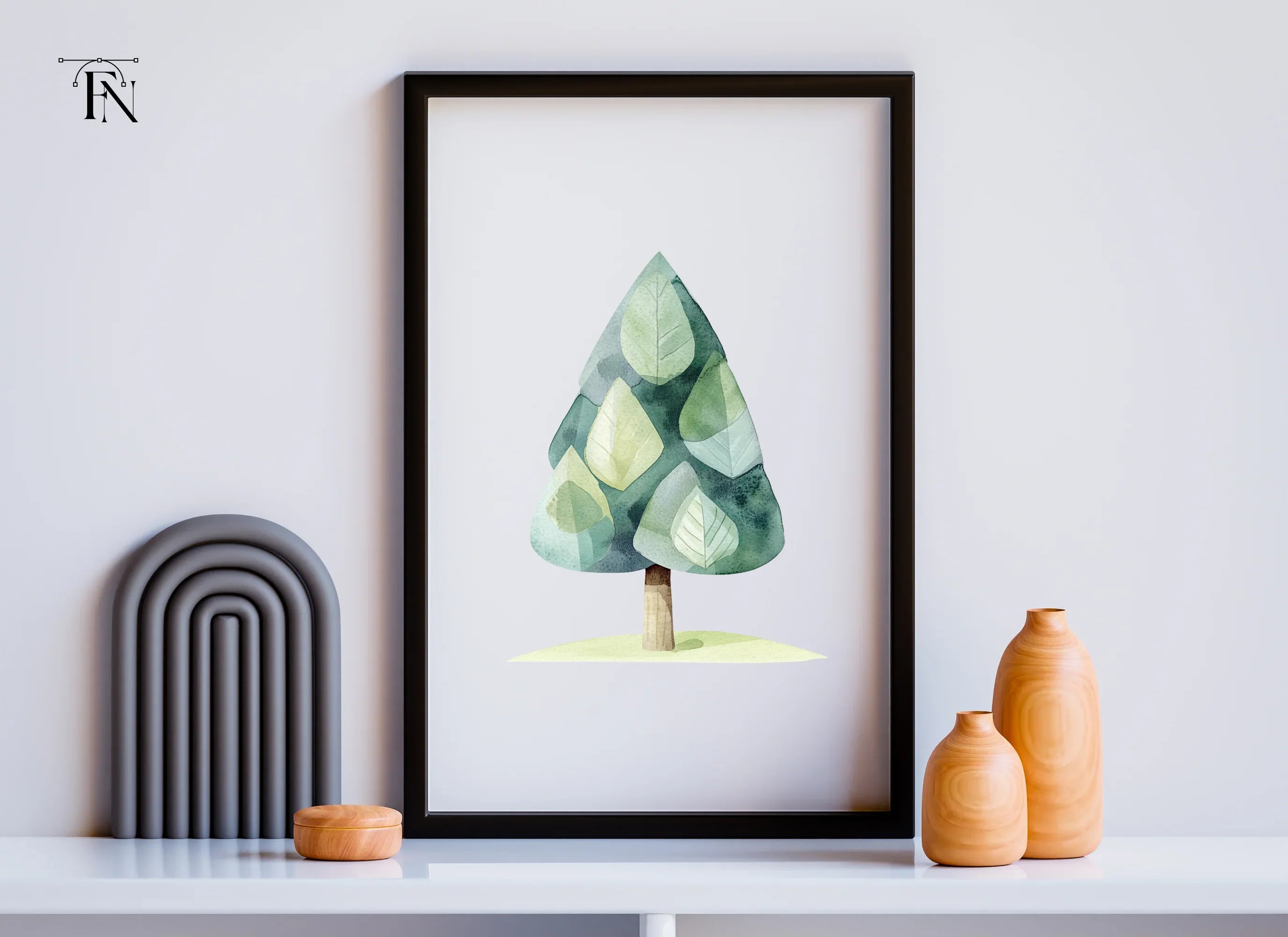 Abstract Green Tree Clipart Bundle