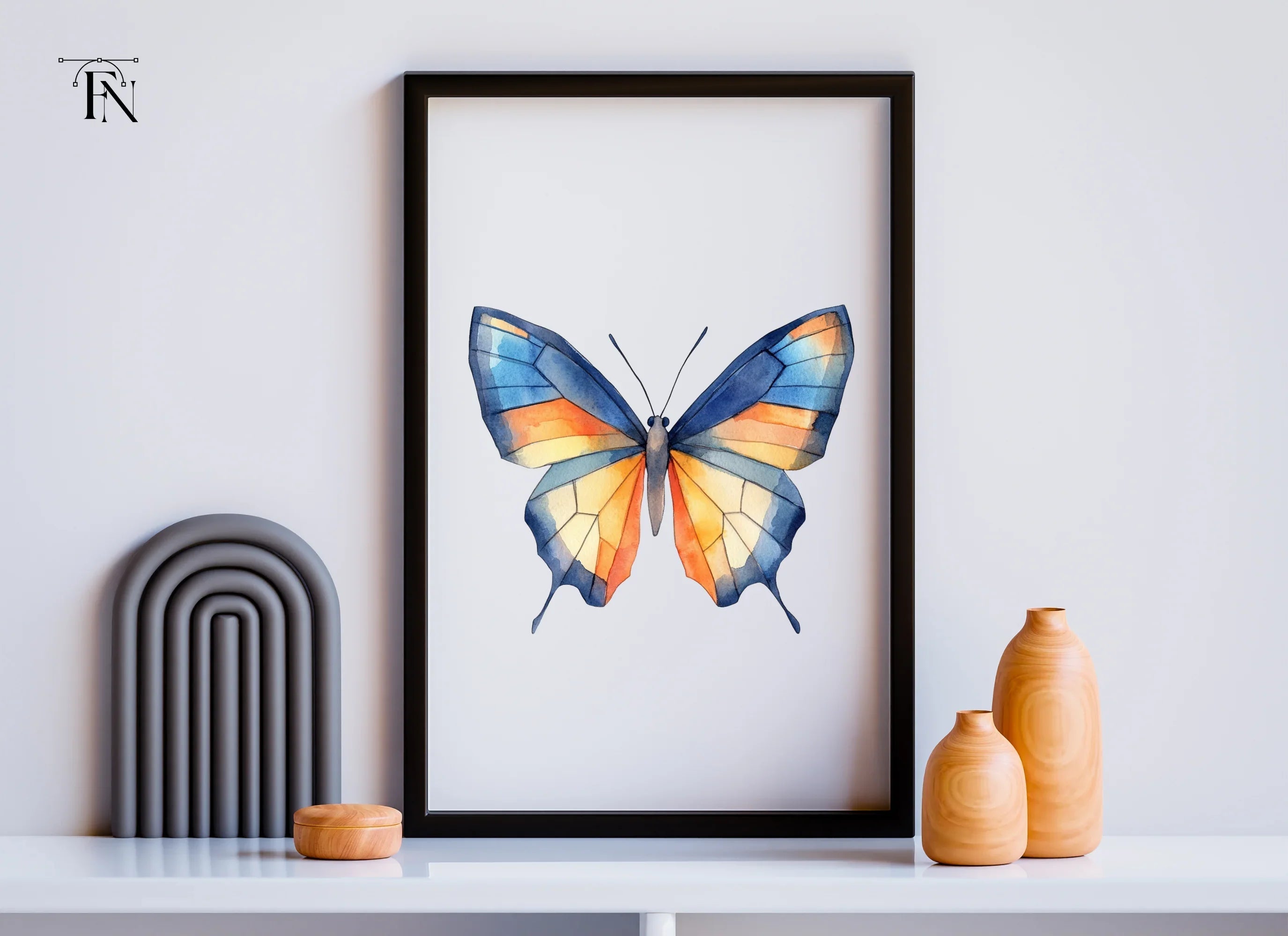 Blue and Orange Butterfly Clipart Bundle