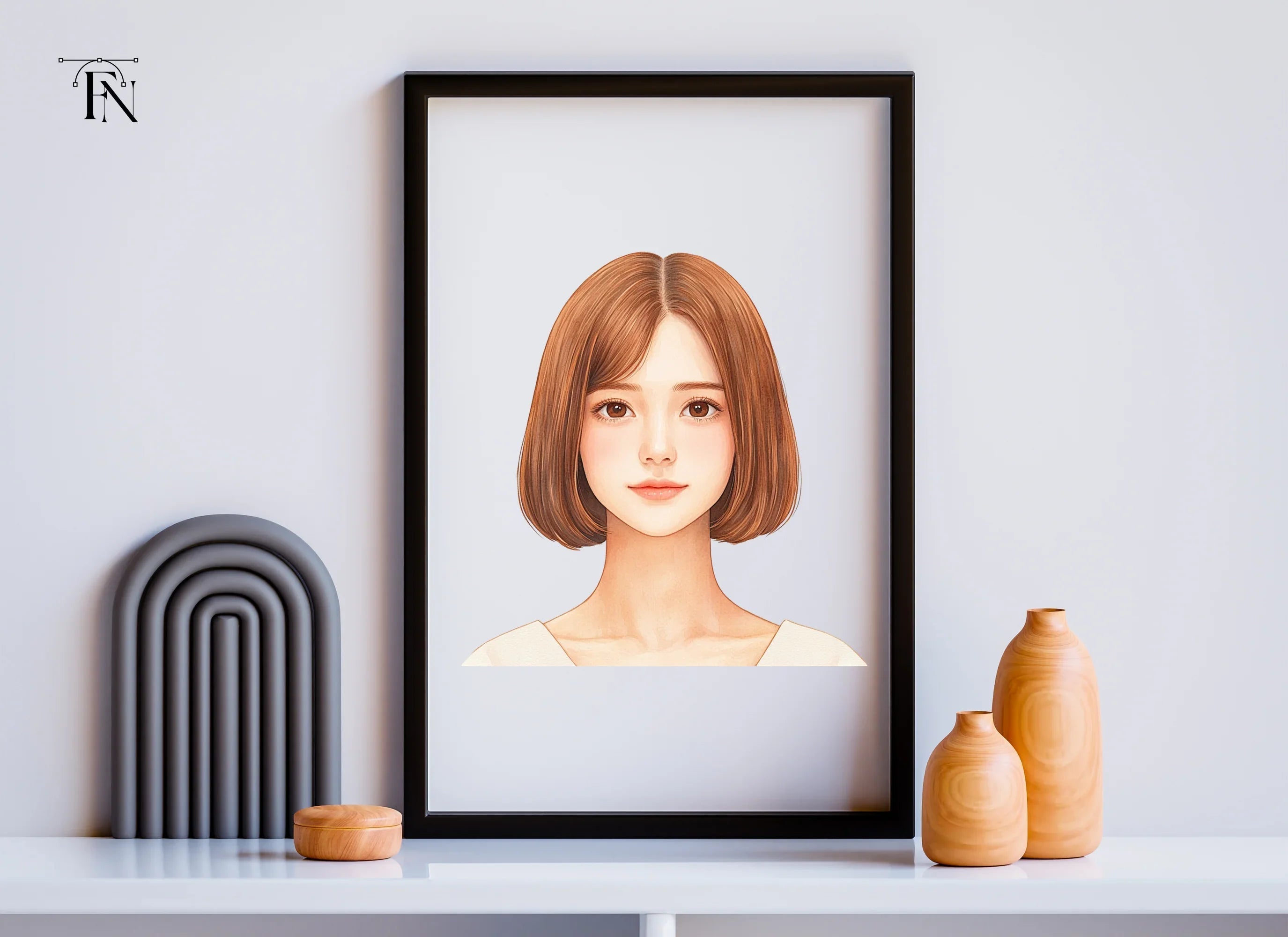 Cute Bob Haircut Girl Portrait Clipart Bundle