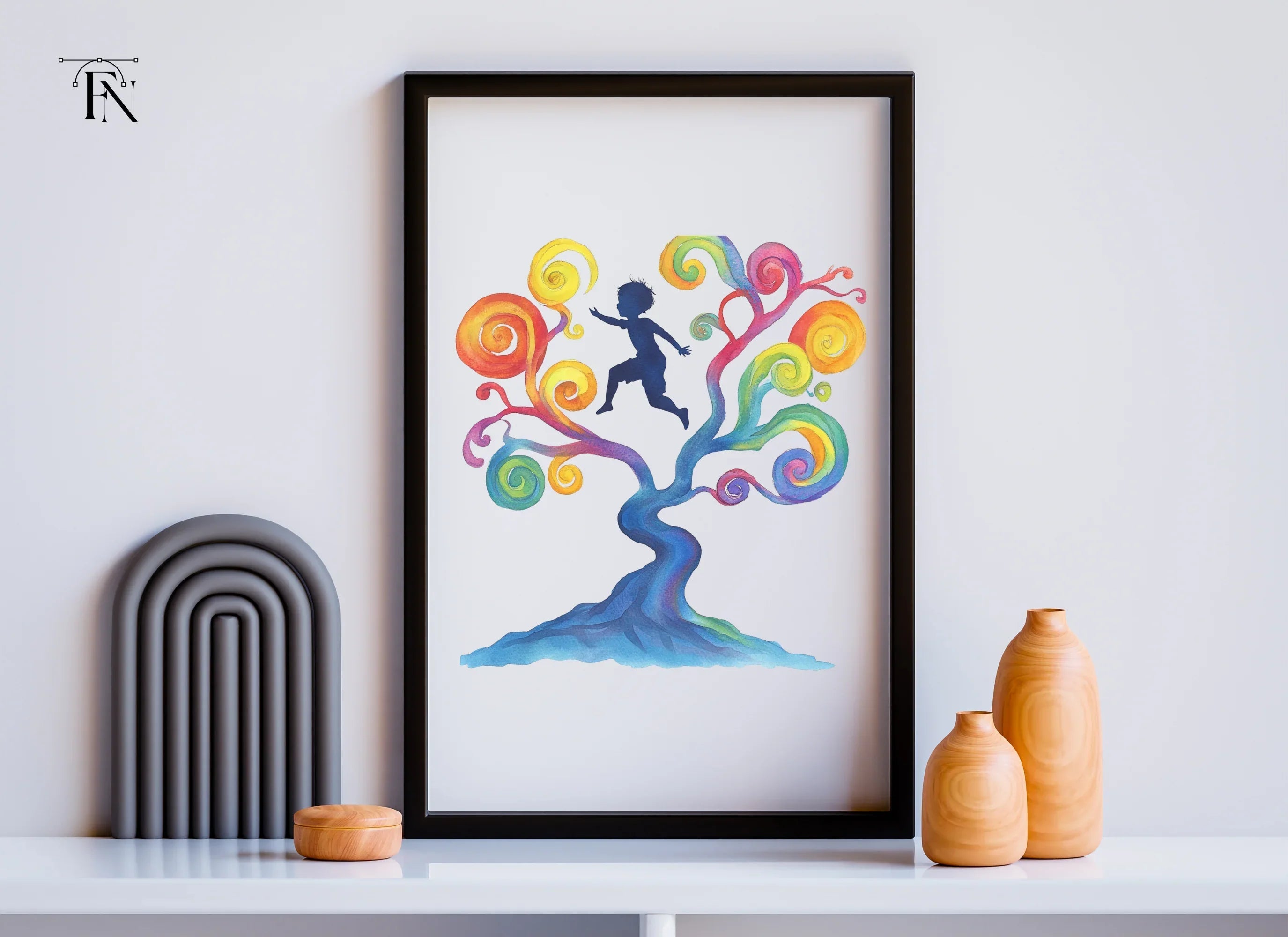 Colorful Swirl Trees Silhouettes Clipart Bundle