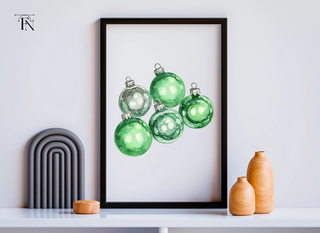 Green Christmas Ornaments Clipart Bundle
